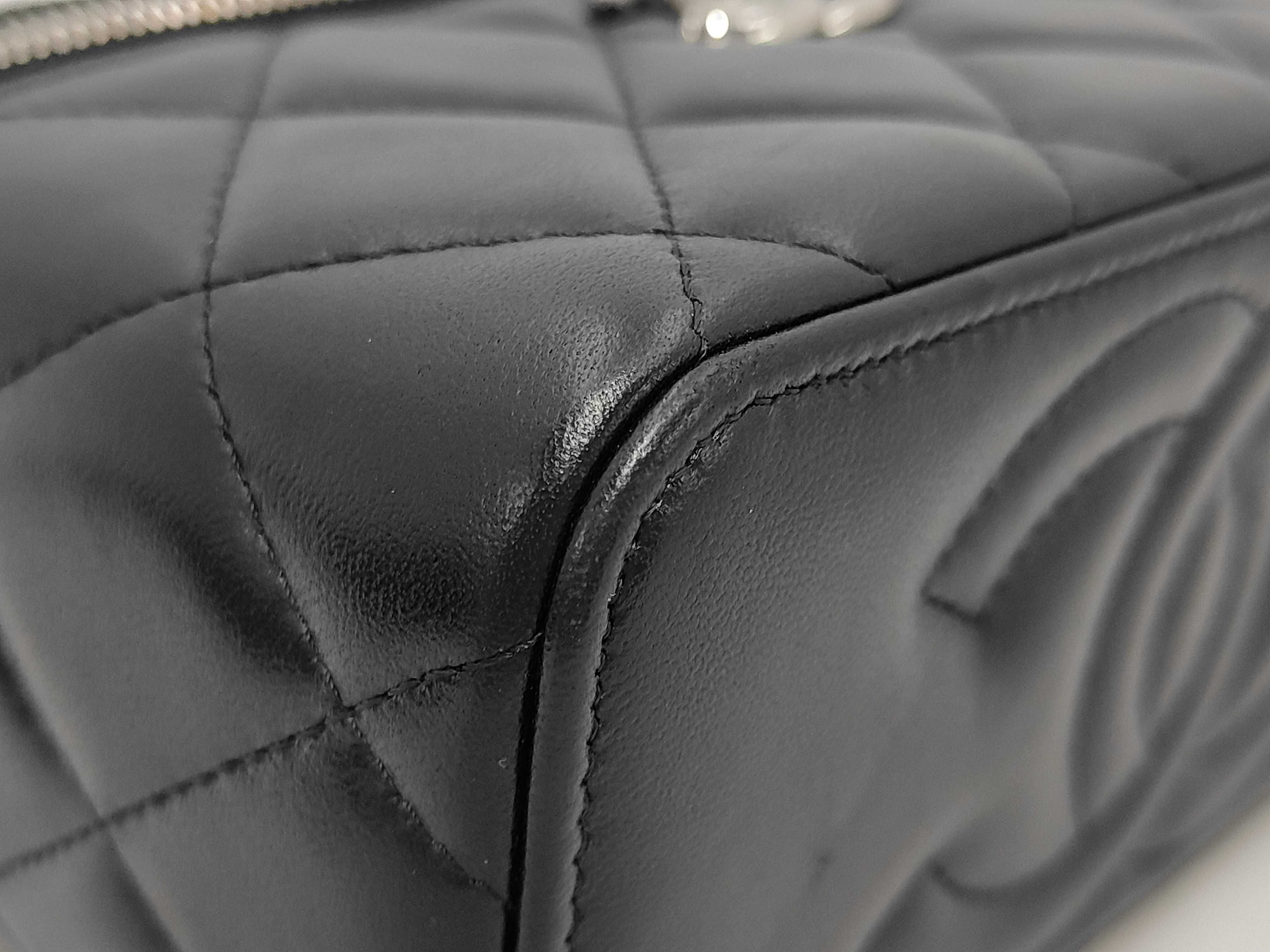 Matelassé Vanity Chain Shoulder Bag, Lambskin, Black, Silver Hardware. — view 4