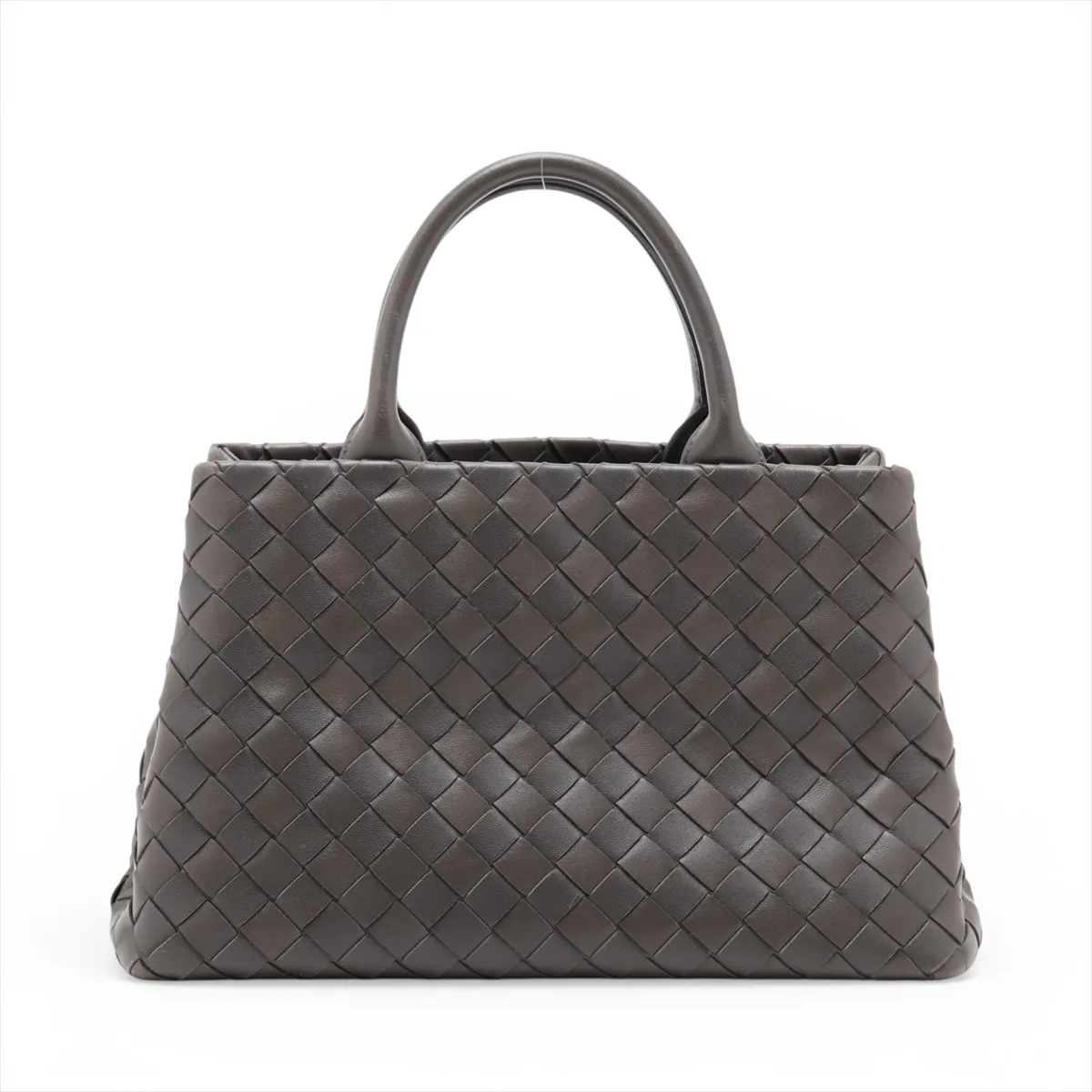 Intrecciato Leather 2-Way Handbag, Gray — view 2