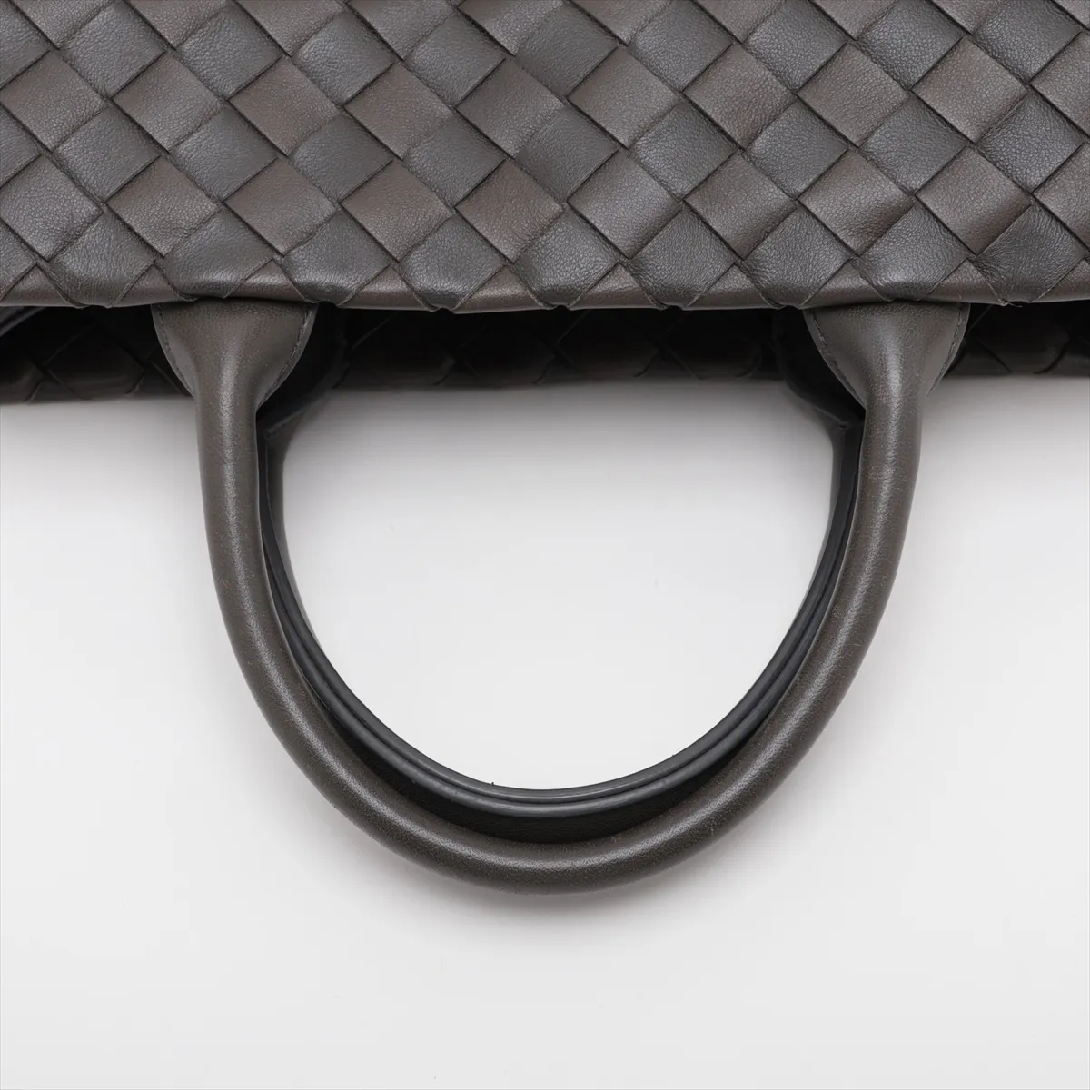 Intrecciato Leather 2-Way Handbag, Gray — view 5