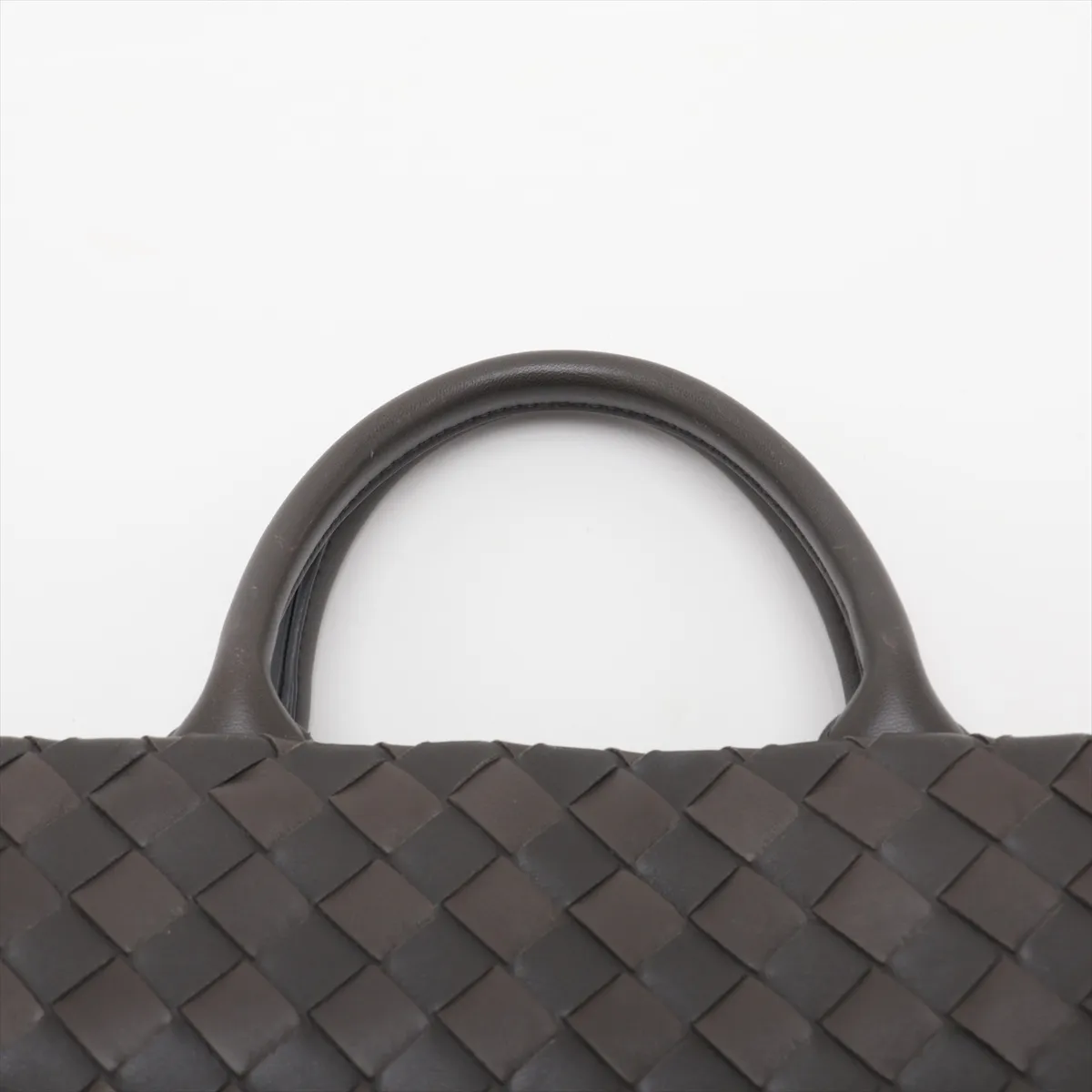 Intrecciato Leather 2-Way Handbag, Gray — view 6