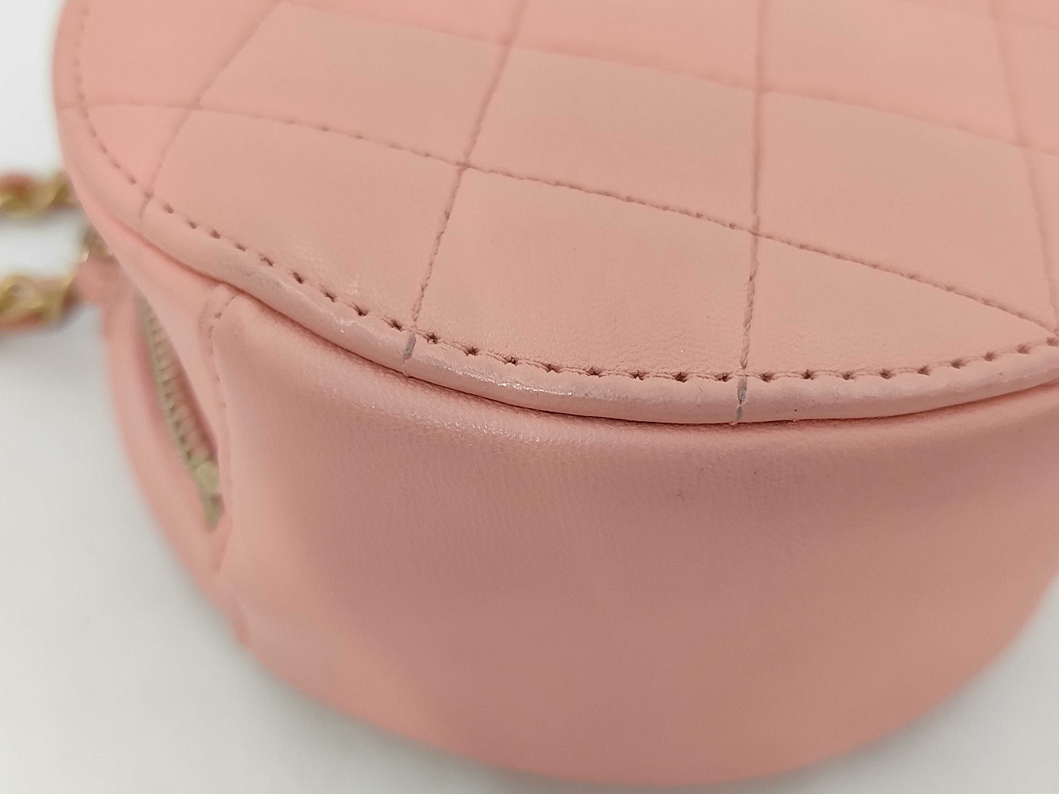 Matelassé Round Chain Shoulder Bag, Lambskin, Pink Shoulder Bag — view 3