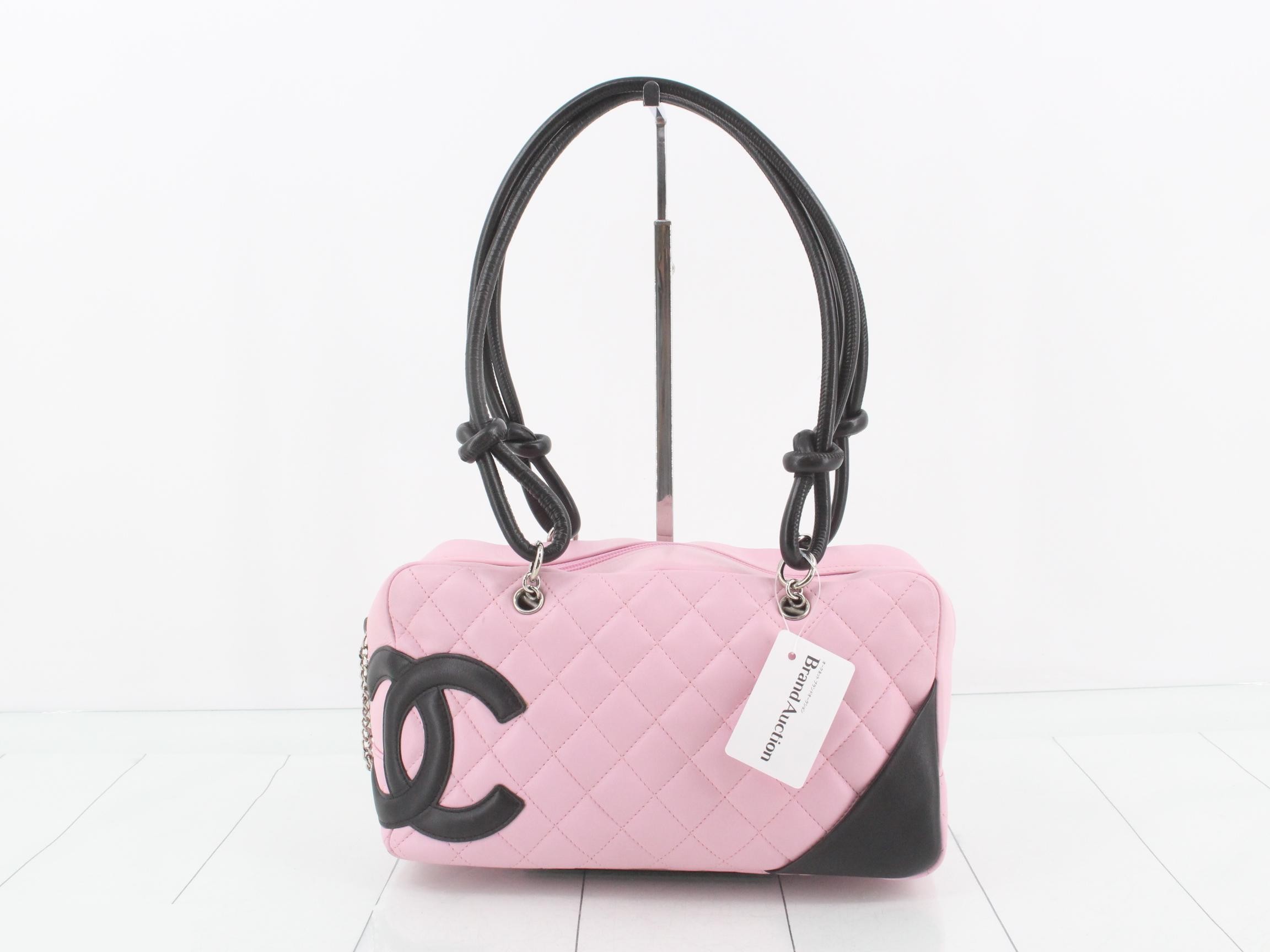 Cambon Line Bowling Bag Shoulder Bag Pink Black (Stand #8)