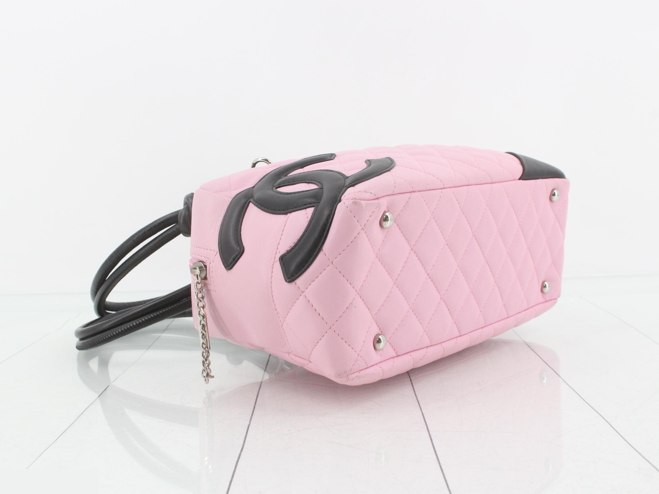 Cambon Line Bowling Bag Shoulder Bag Pink Black (Stand #8) — view 5