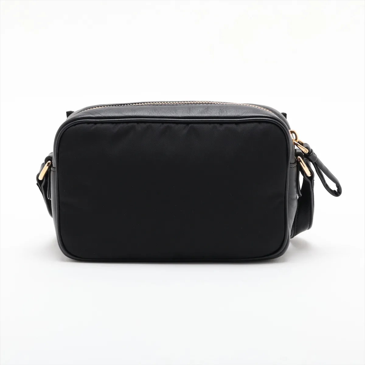 Tessuto Ribbon Nylon x Leather Shoulder Bag, Black — view 2