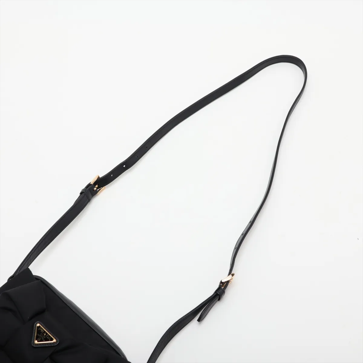 Tessuto Ribbon Nylon x Leather Shoulder Bag, Black — view 5
