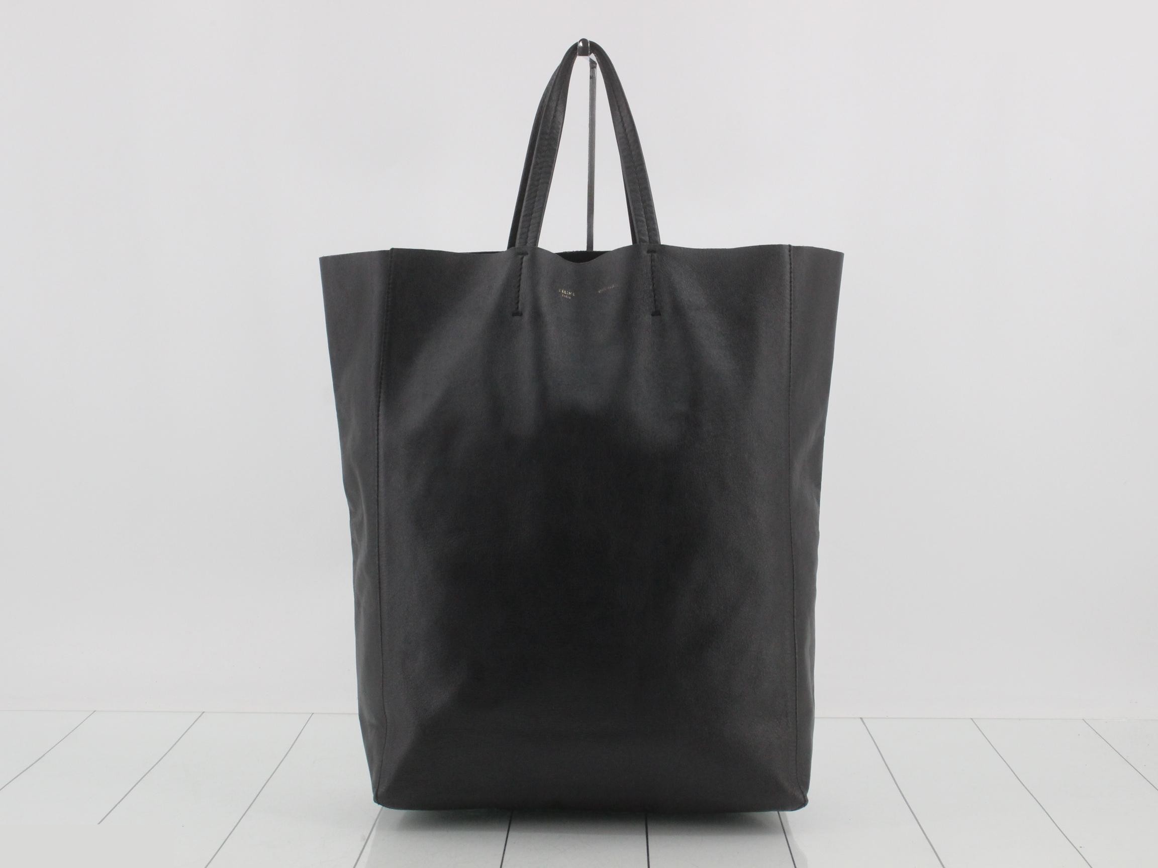 Leather tote bag, black