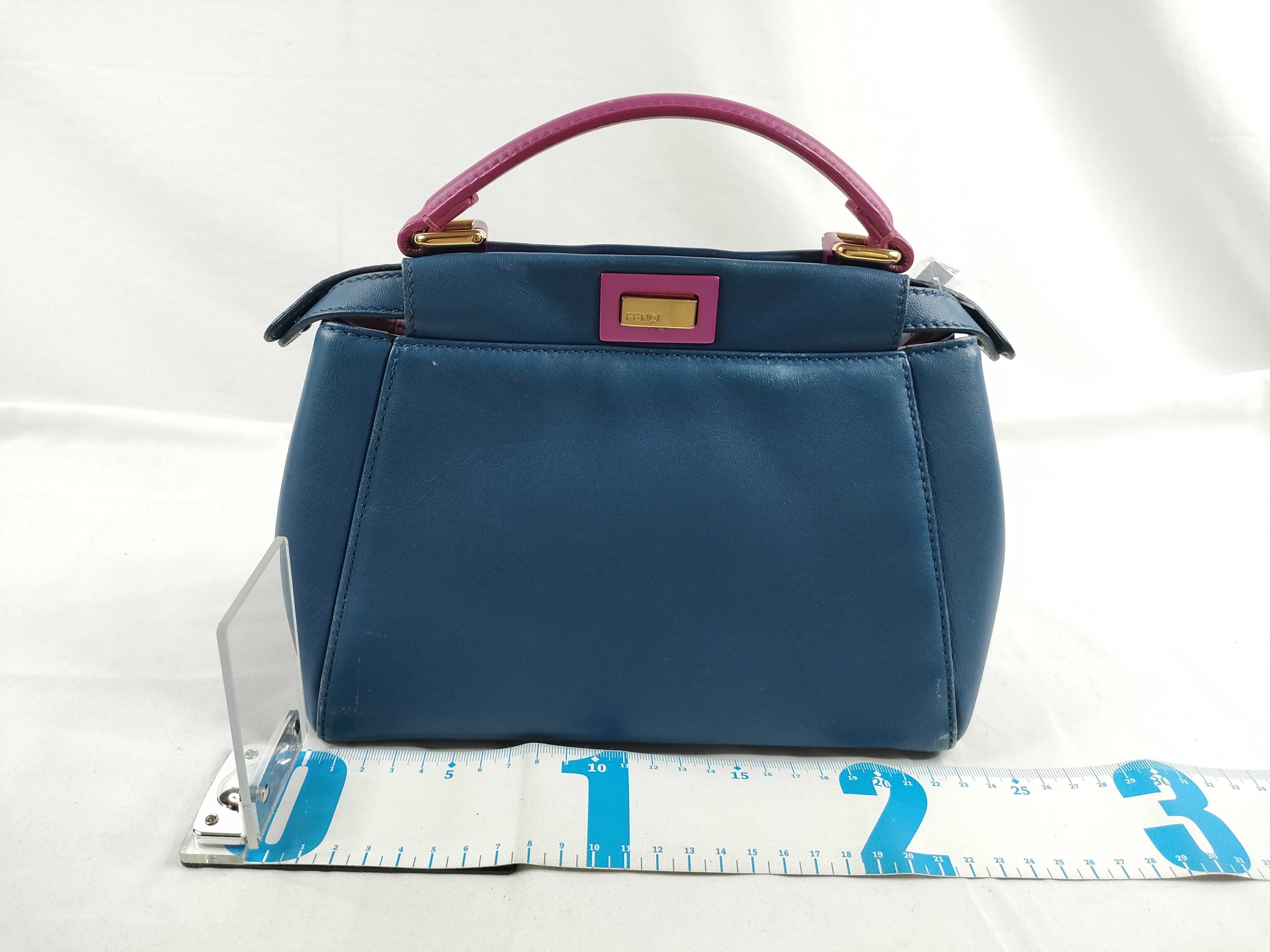 PH- Blue Leather Mini Peekaboo Handbag — view 2