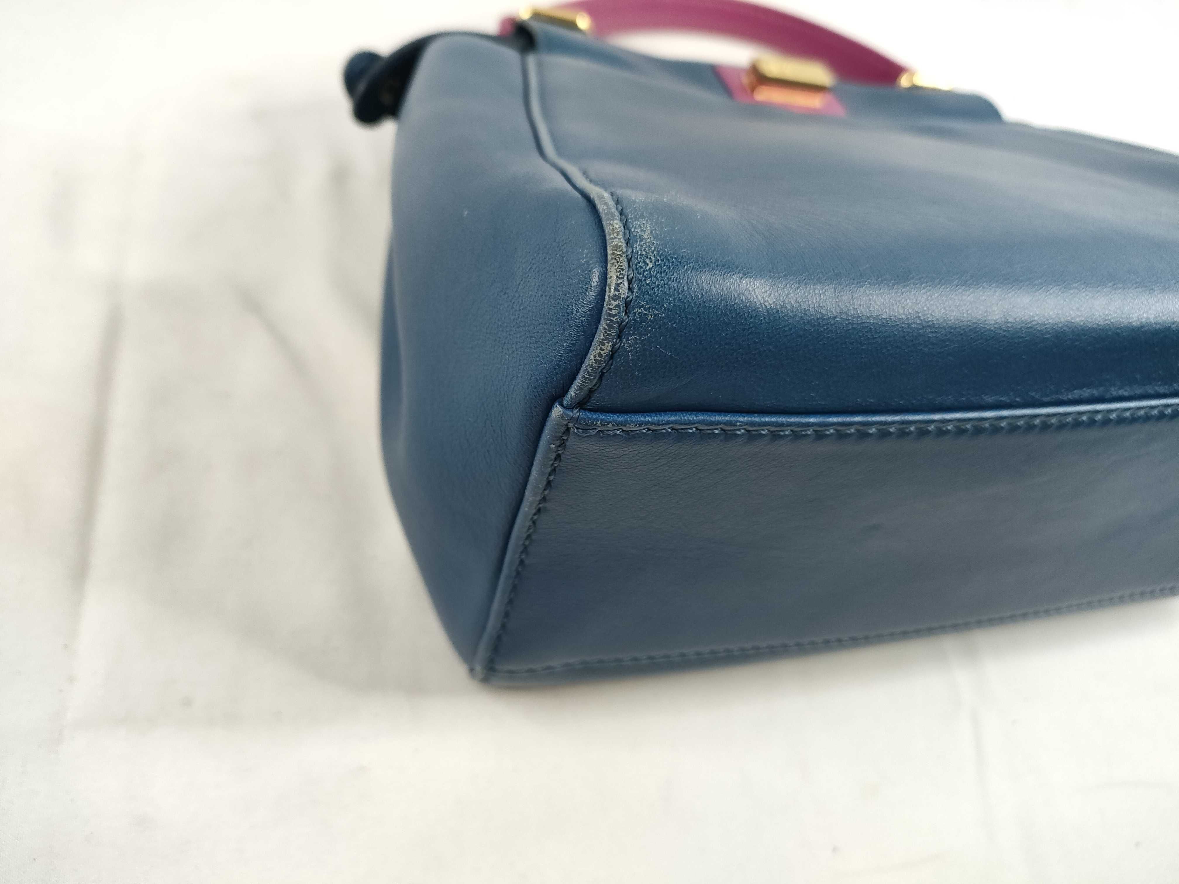PH- Blue Leather Mini Peekaboo Handbag — view 3