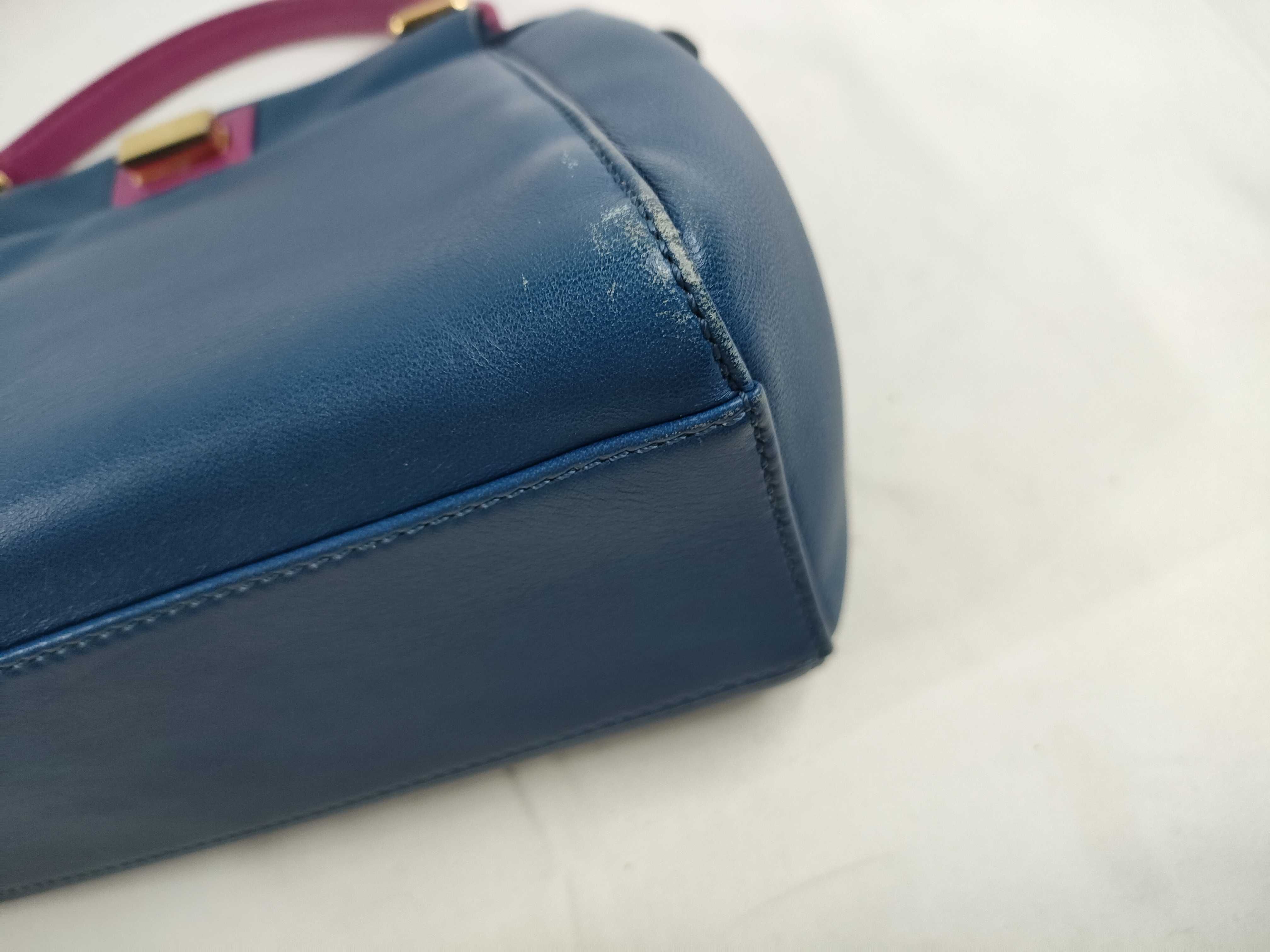 PH- Blue Leather Mini Peekaboo Handbag — view 5