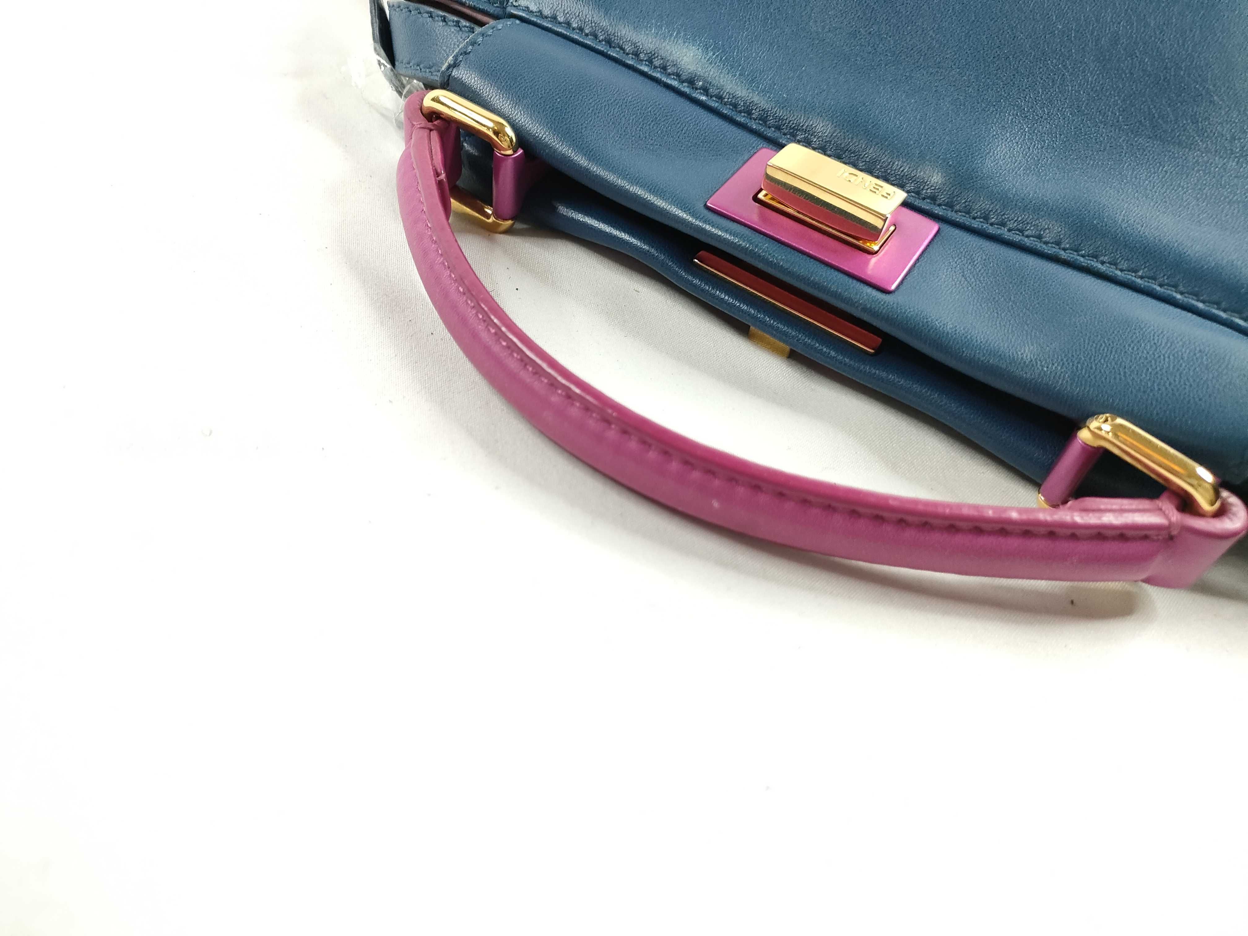 PH- Blue Leather Mini Peekaboo Handbag — view 6