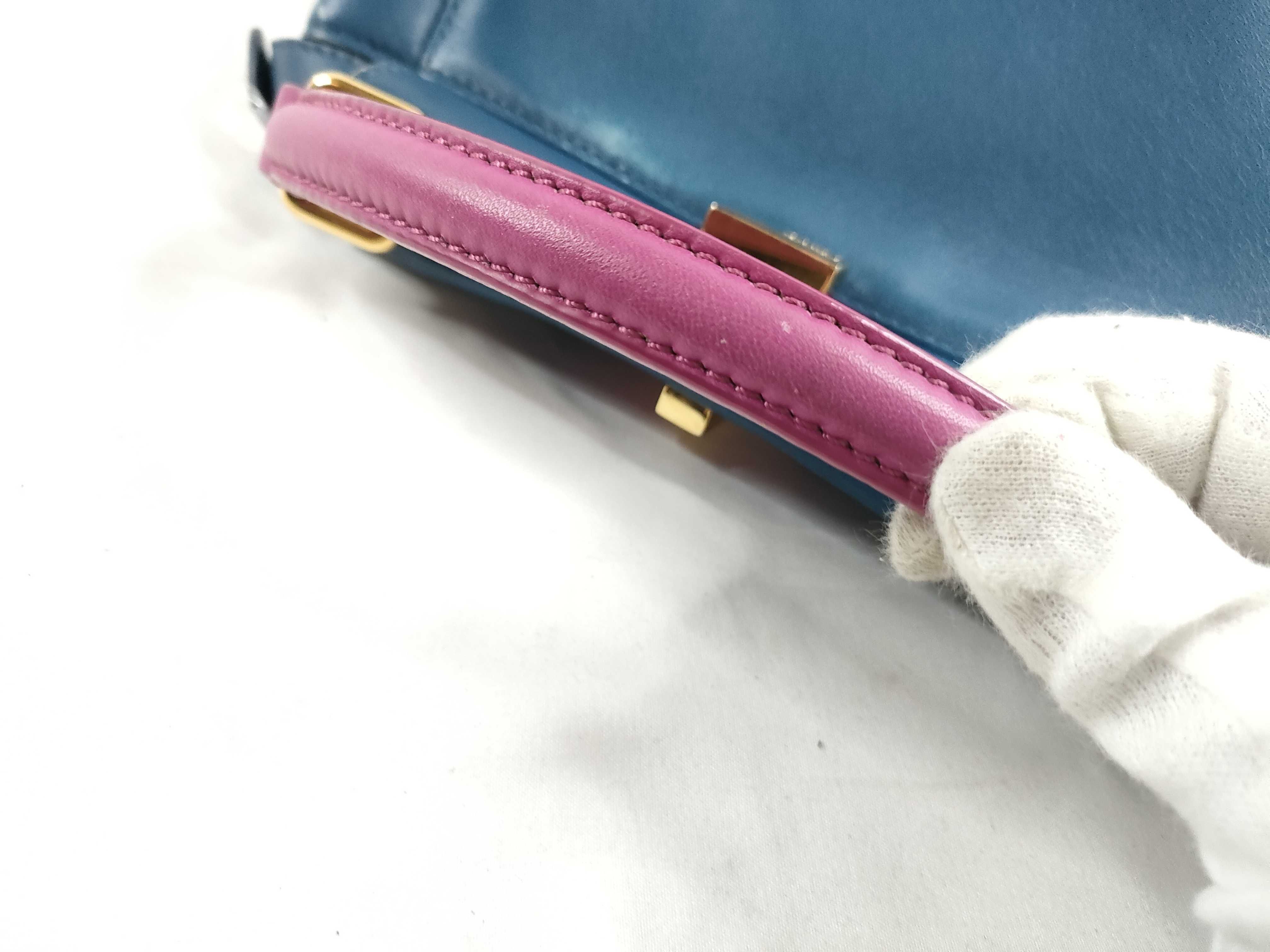 PH- Blue Leather Mini Peekaboo Handbag — view 7