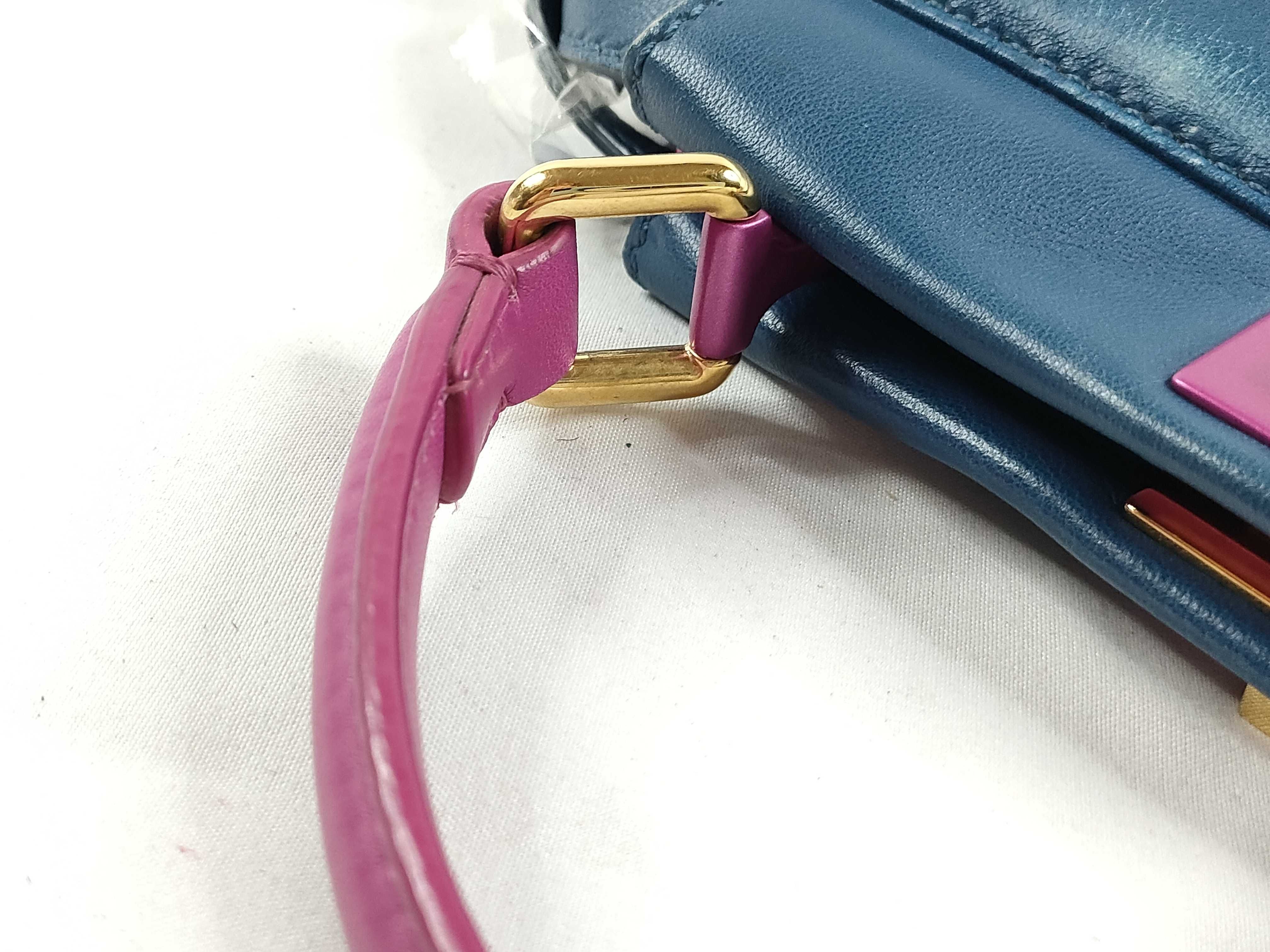 PH- Blue Leather Mini Peekaboo Handbag — view 8