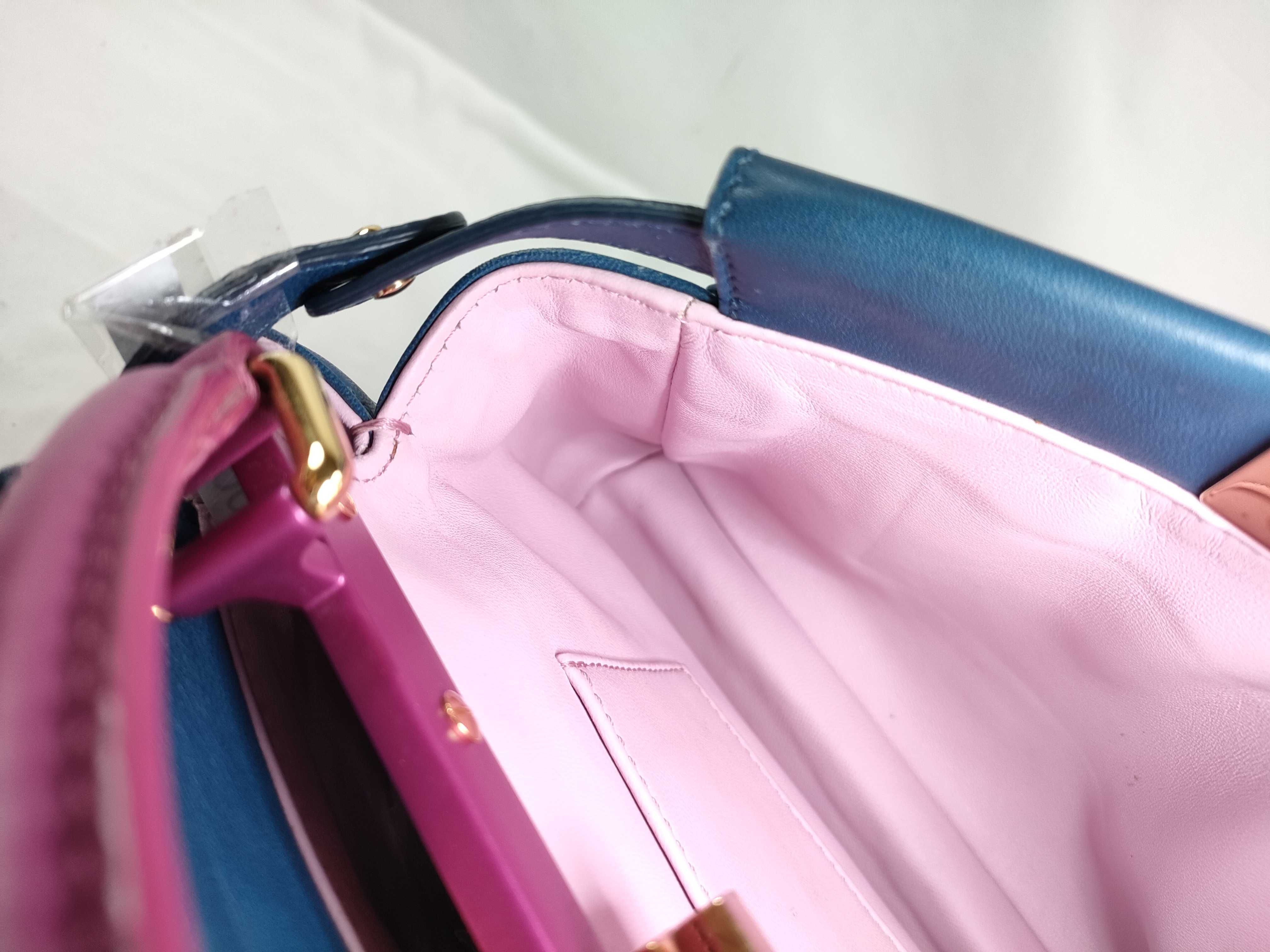 PH- Blue Leather Mini Peekaboo Handbag — view 10