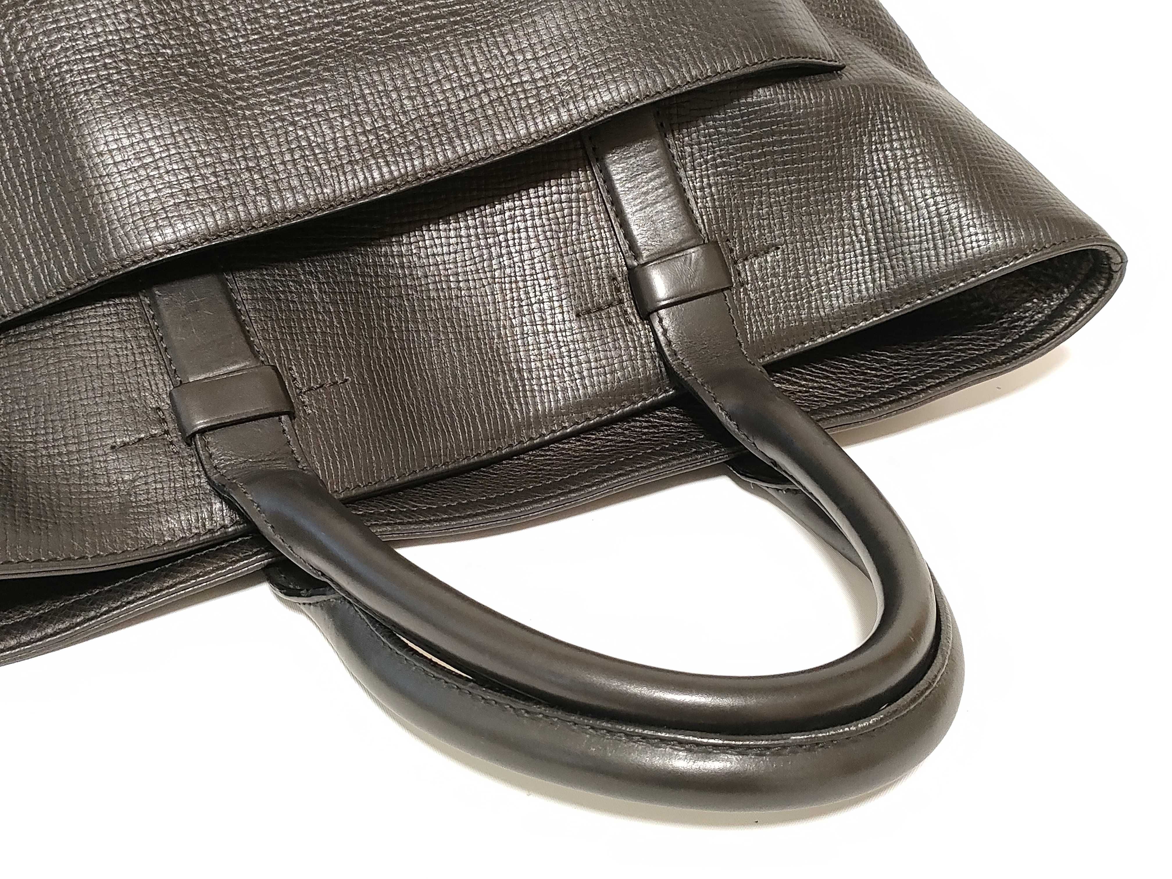 side-handle tote bag, grain leather, black tote bag — view 3