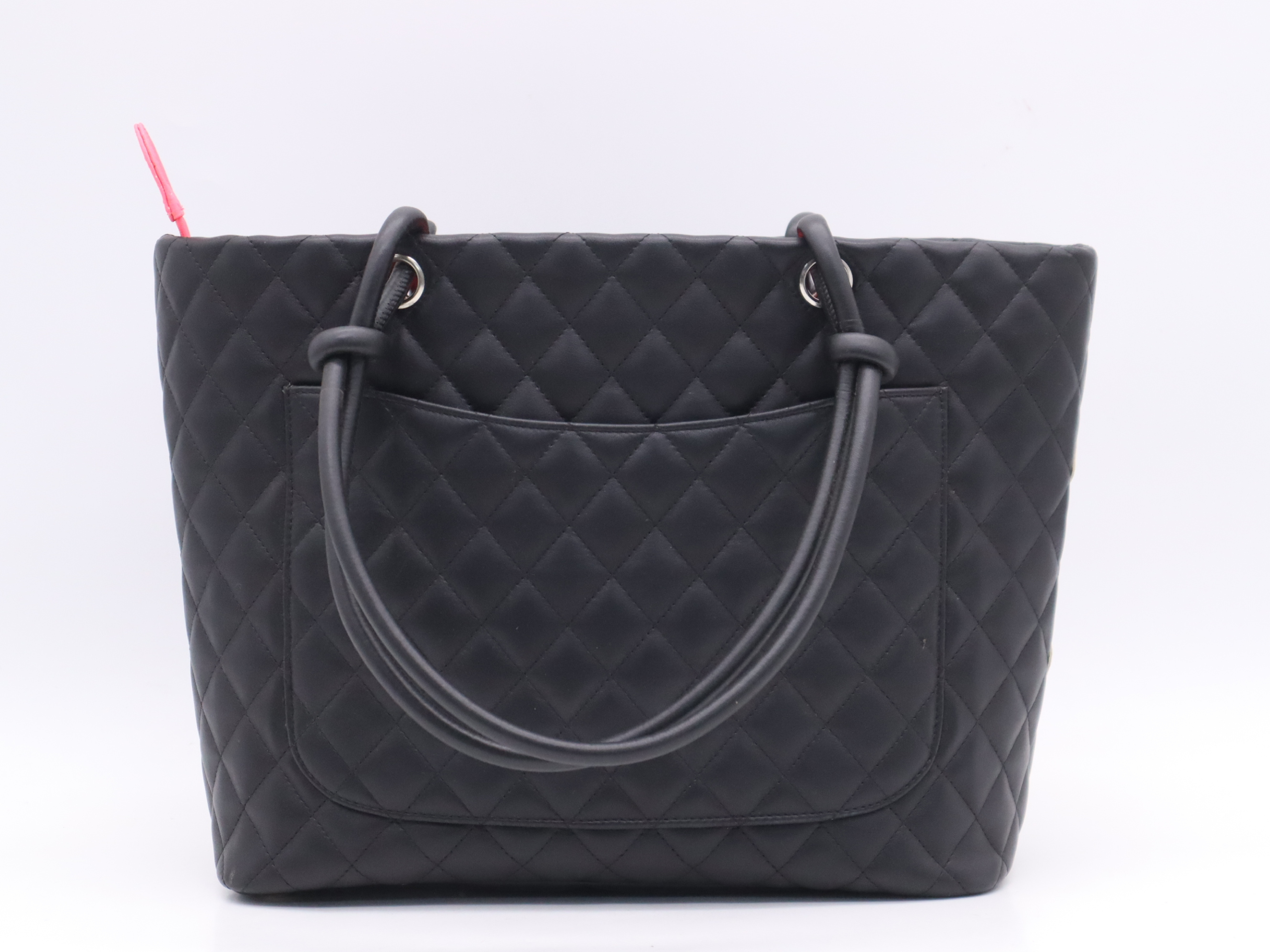 A25169 Cambon Line Large Tote Bag, Leather, Silver Hardware, Black, with Guarantee Seal and Card, 10735751 Tote Bag — view 2
