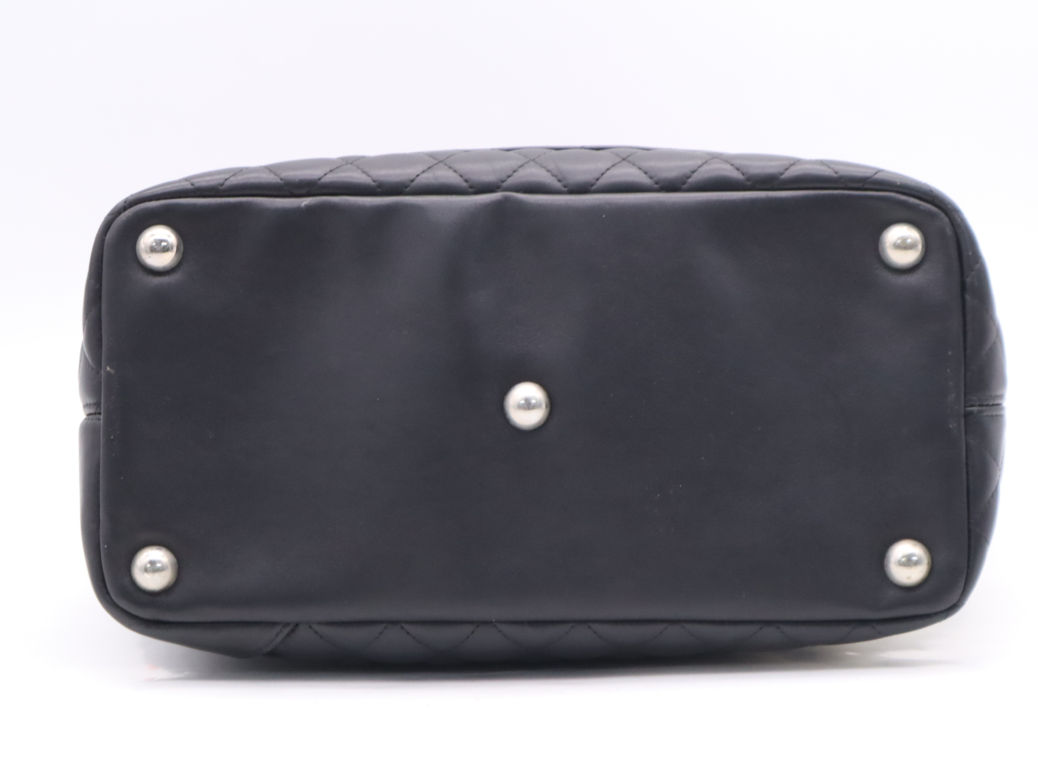 A25169 Cambon Line Large Tote Bag, Leather, Silver Hardware, Black, with Guarantee Seal and Card, 10735751 Tote Bag — view 4