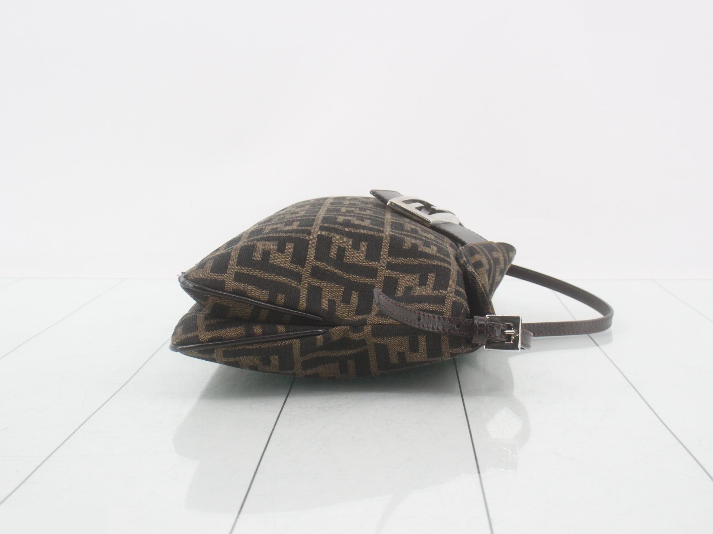 Canvas x Leather Zucca Mamma Bucket Brown SV Hardware — view 3