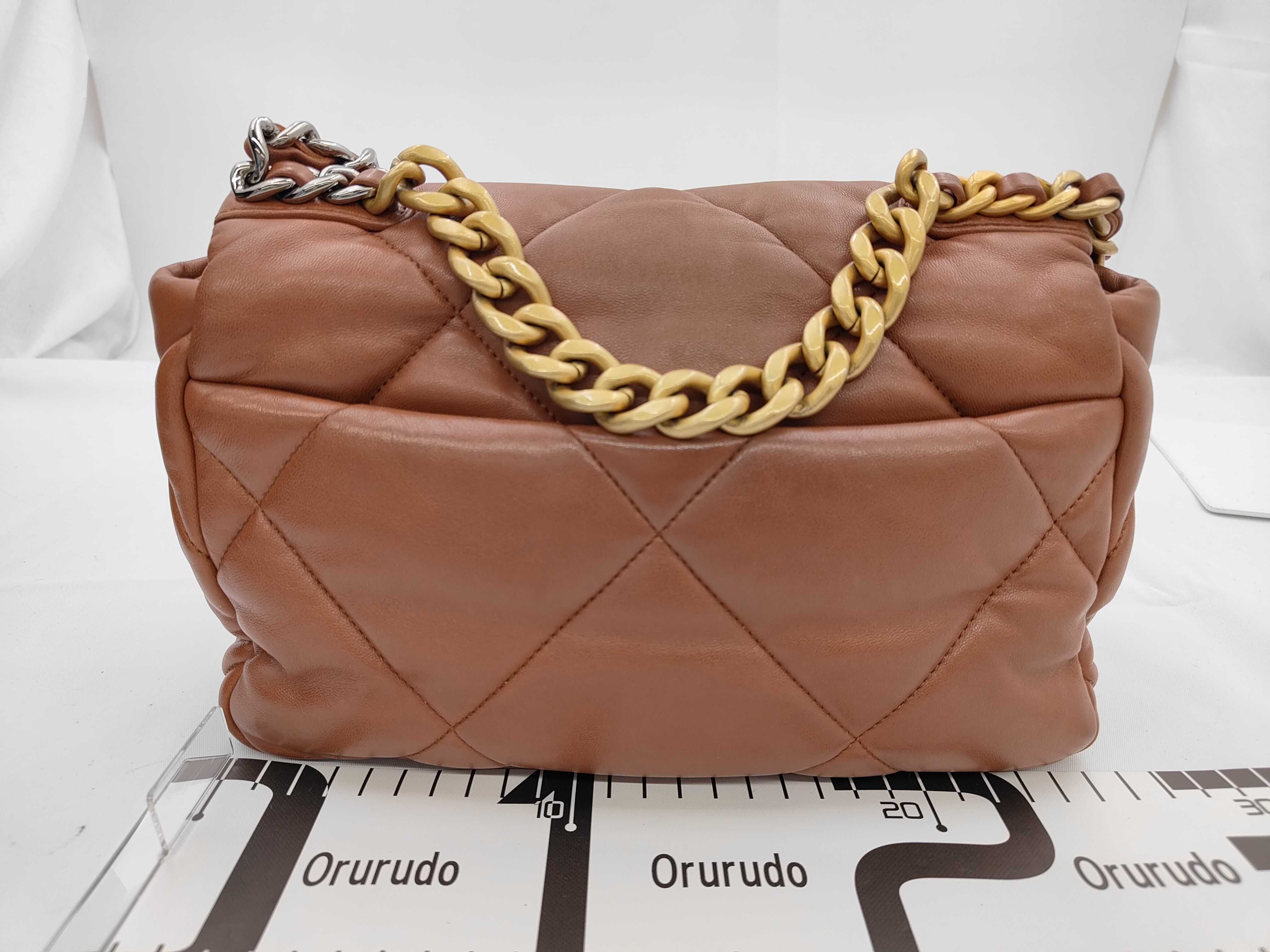 19 Leather Brown Logo Hardware Shoulder Bag with IC Plate — view 2