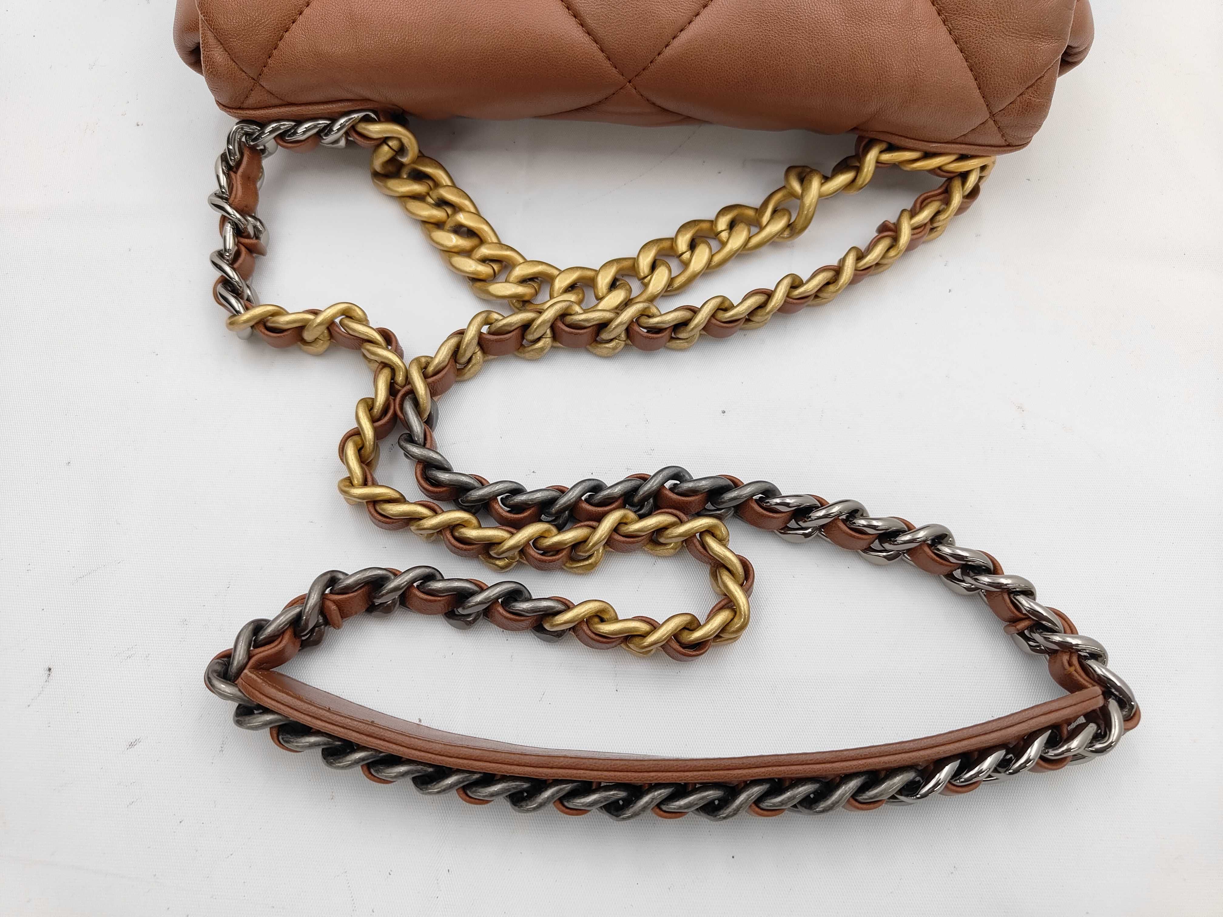 19 Leather Brown Logo Hardware Shoulder Bag with IC Plate — view 3