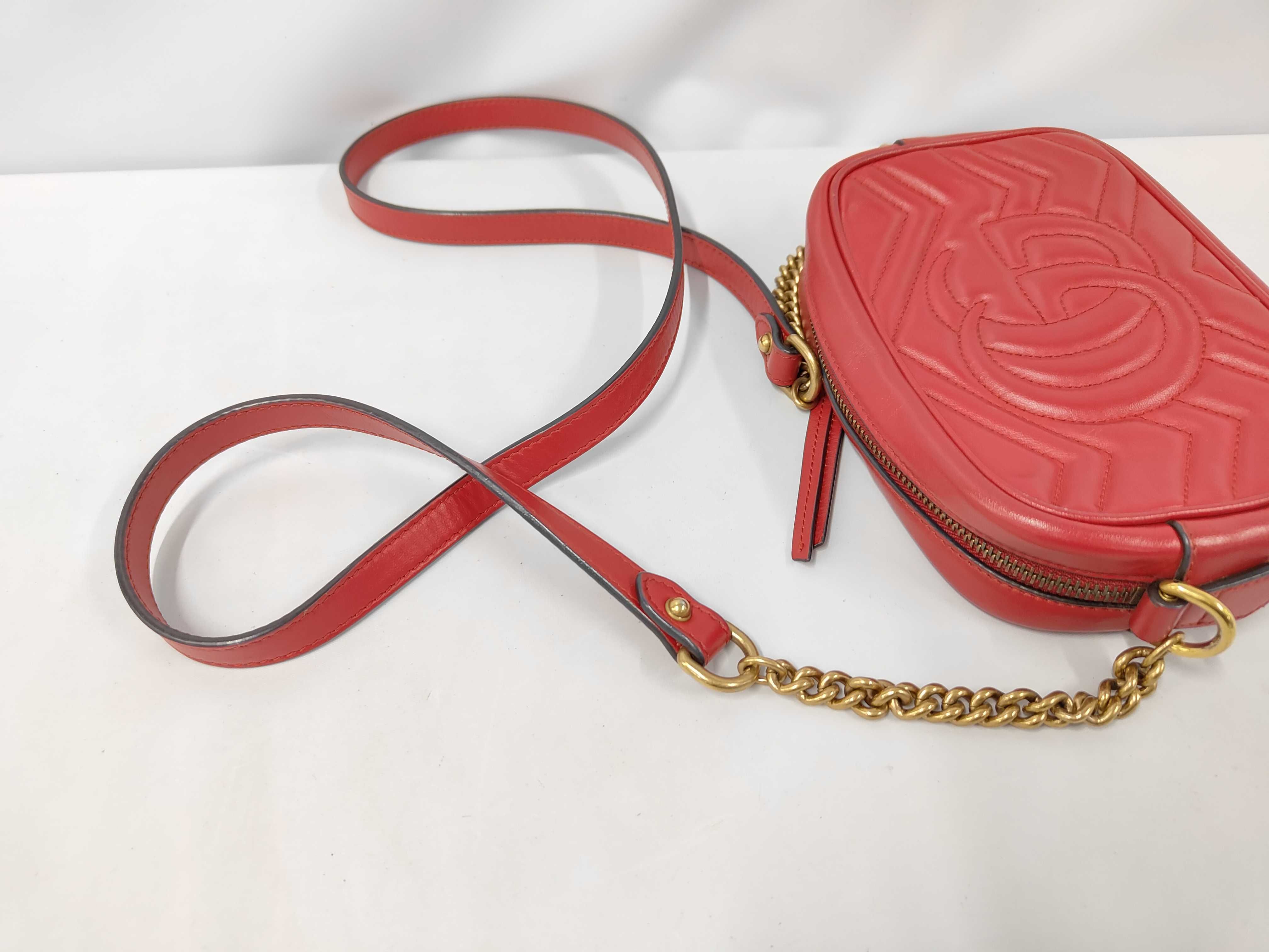 Shoulder Bag 447632 Chevron Leather Hibiscus Red Shoulder Bag — view 5