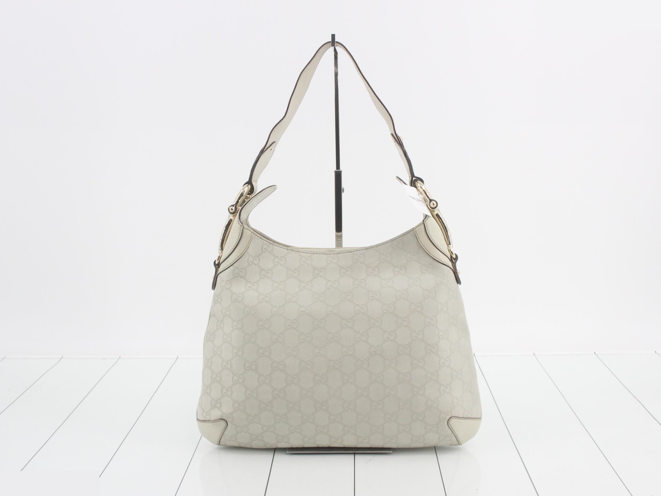 Guccissima Horsebit Hobo, Ivory, 38 x 27 x 3 cm — view 2