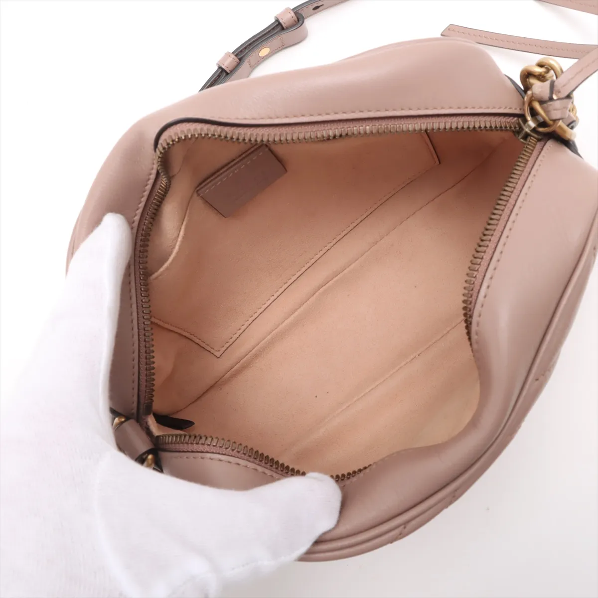 GG Marmont Leather Shoulder Bag Pink Beige 447632 — view 6