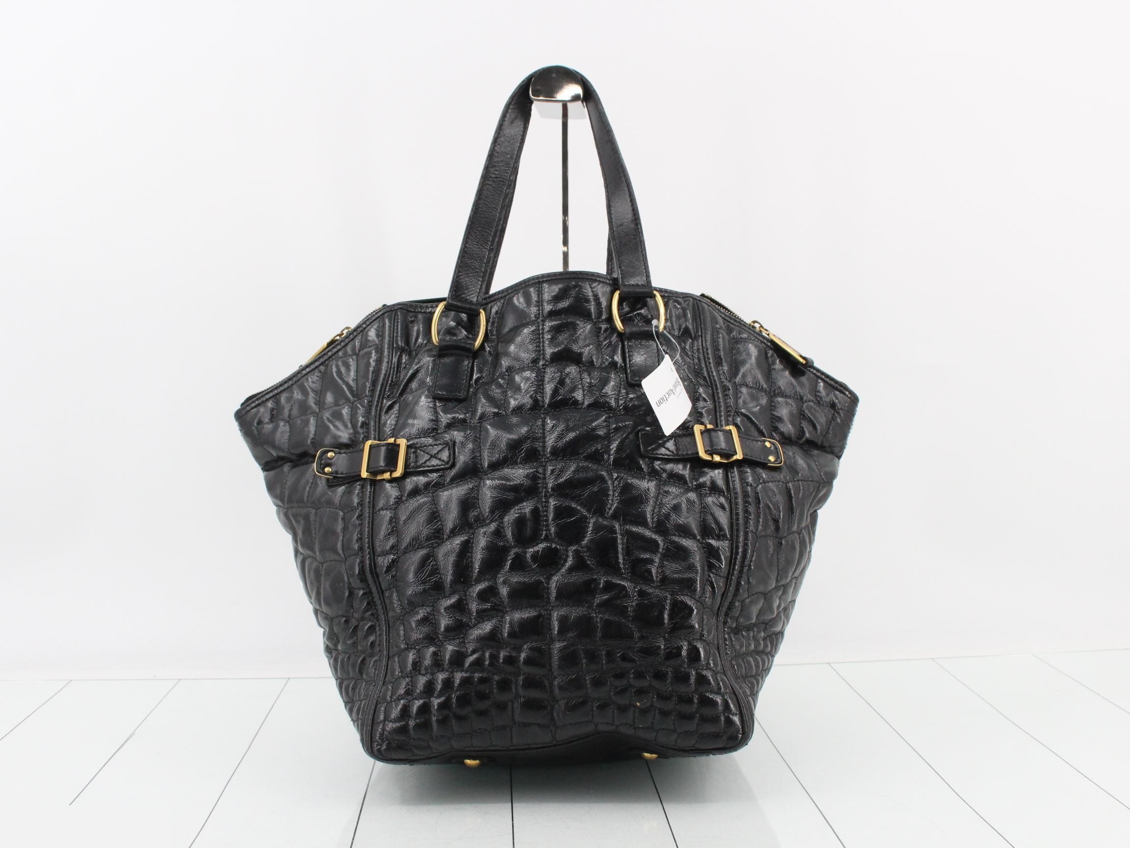 Downtown Crocodile Embossed Leather Clochette Tote Bag with Gold Hardware — view 2