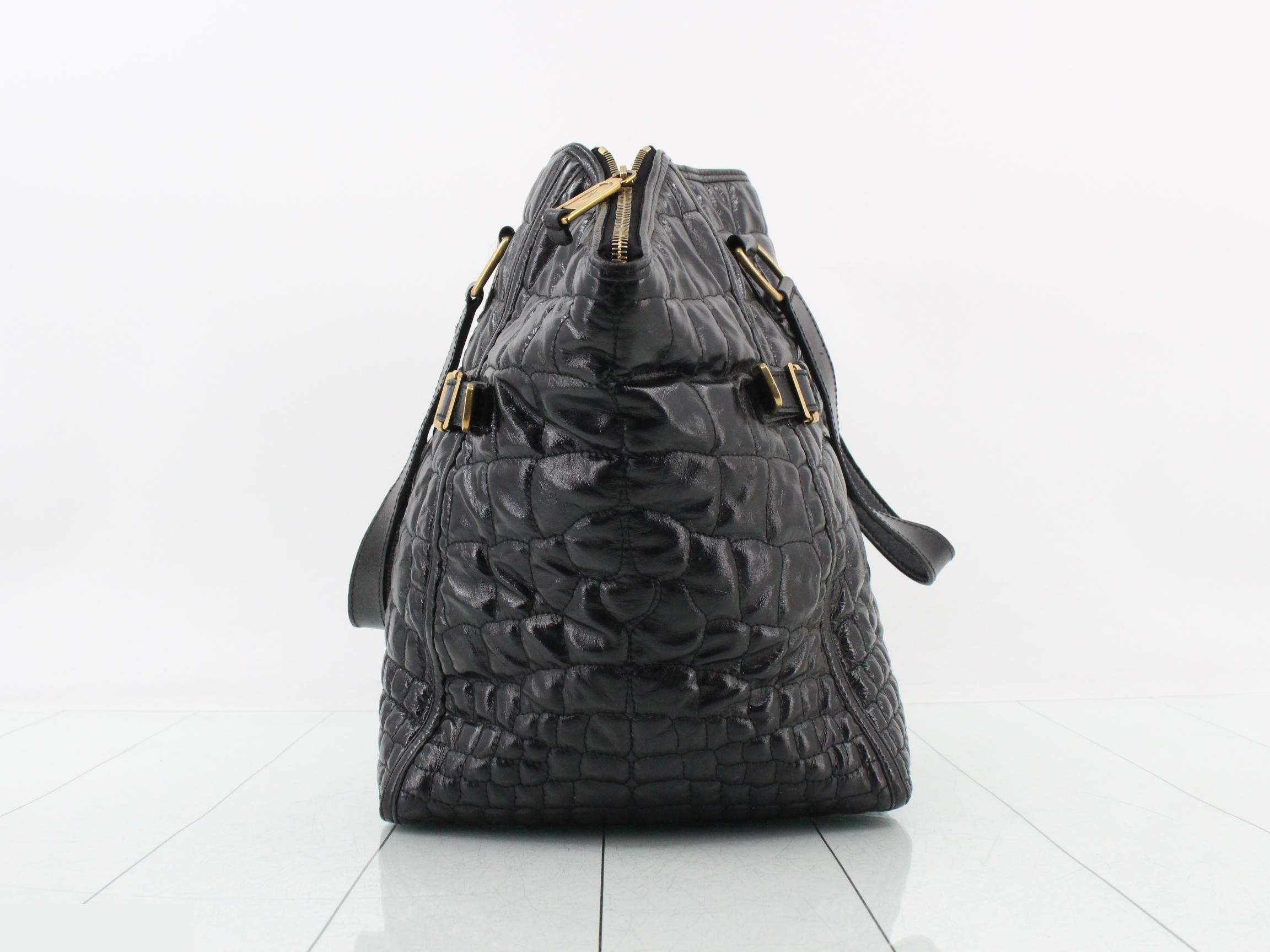 Downtown Crocodile Embossed Leather Clochette Tote Bag with Gold Hardware — view 3