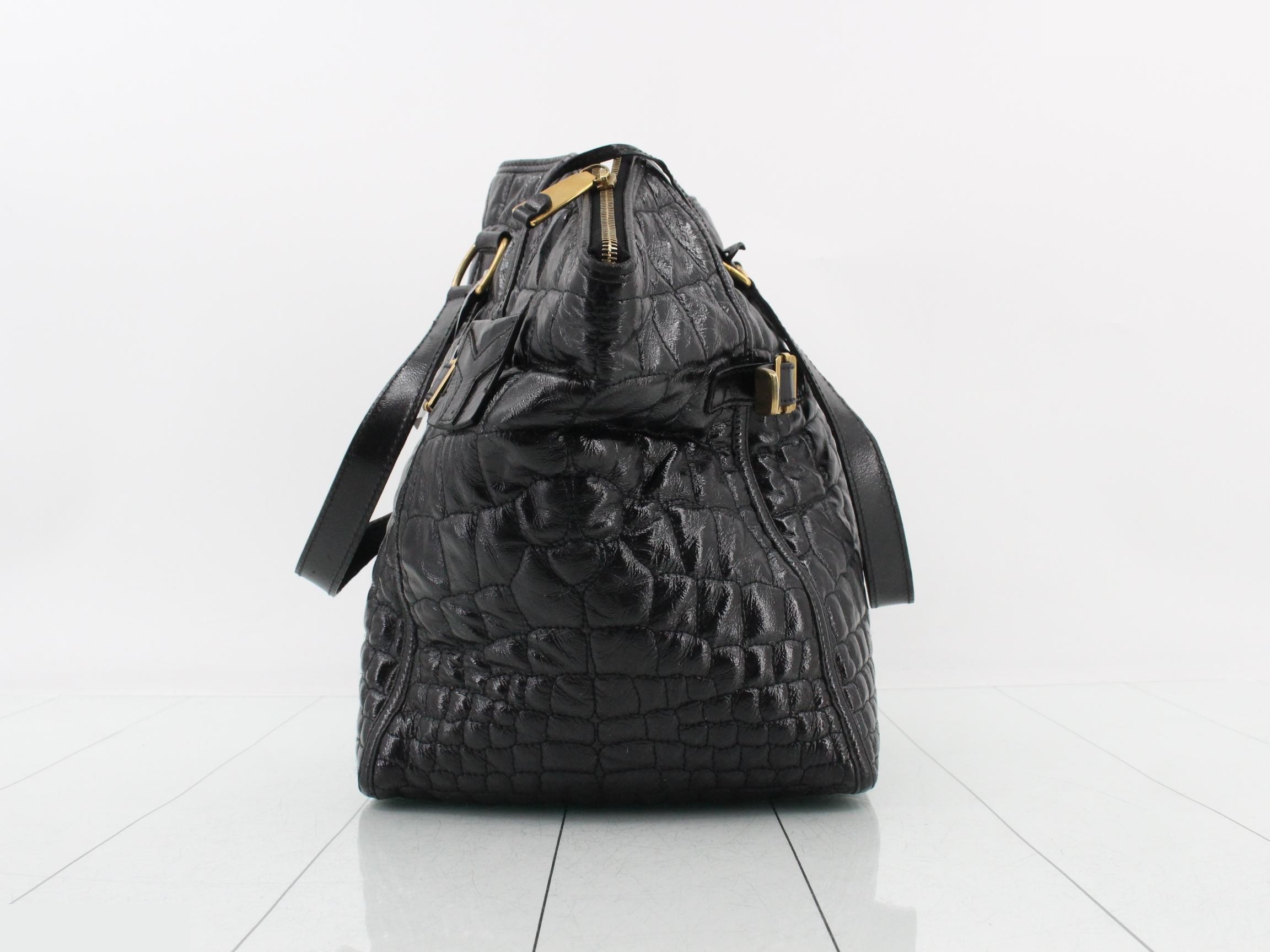 Downtown Crocodile Embossed Leather Clochette Tote Bag with Gold Hardware — view 4