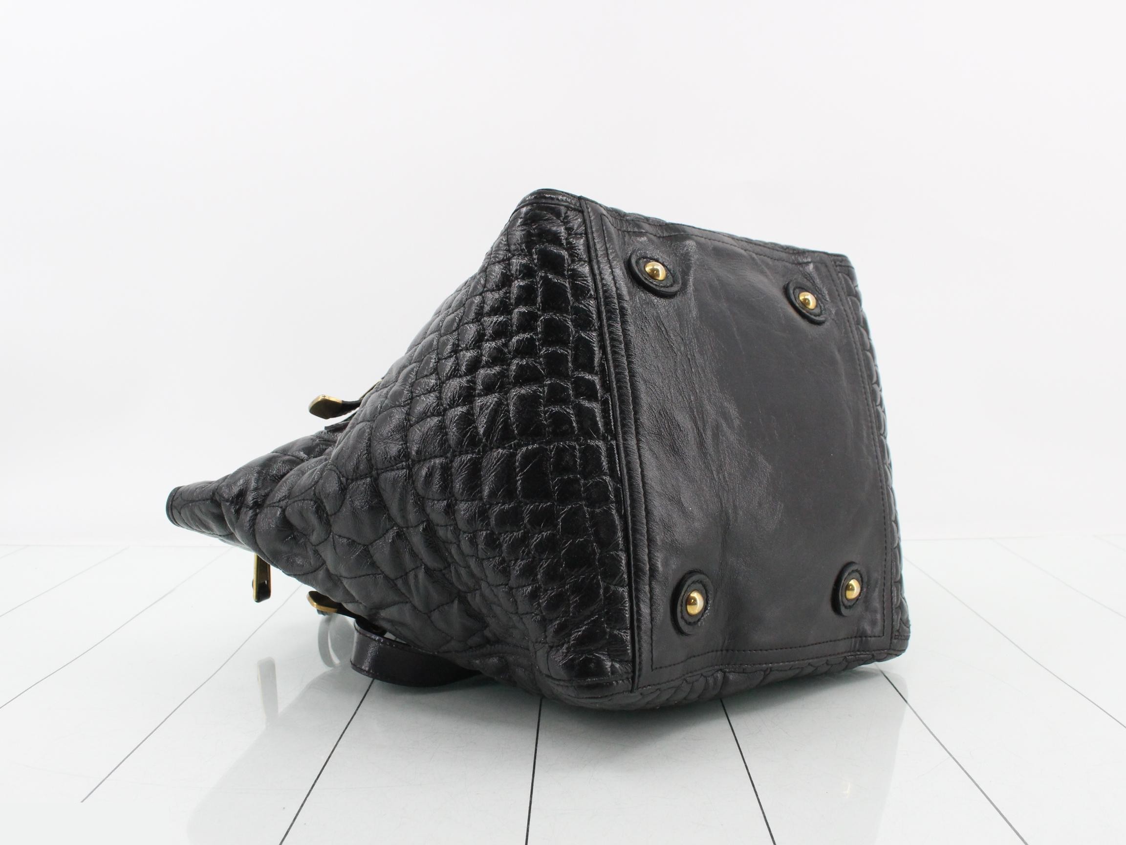 Downtown Crocodile Embossed Leather Clochette Tote Bag with Gold Hardware — view 5