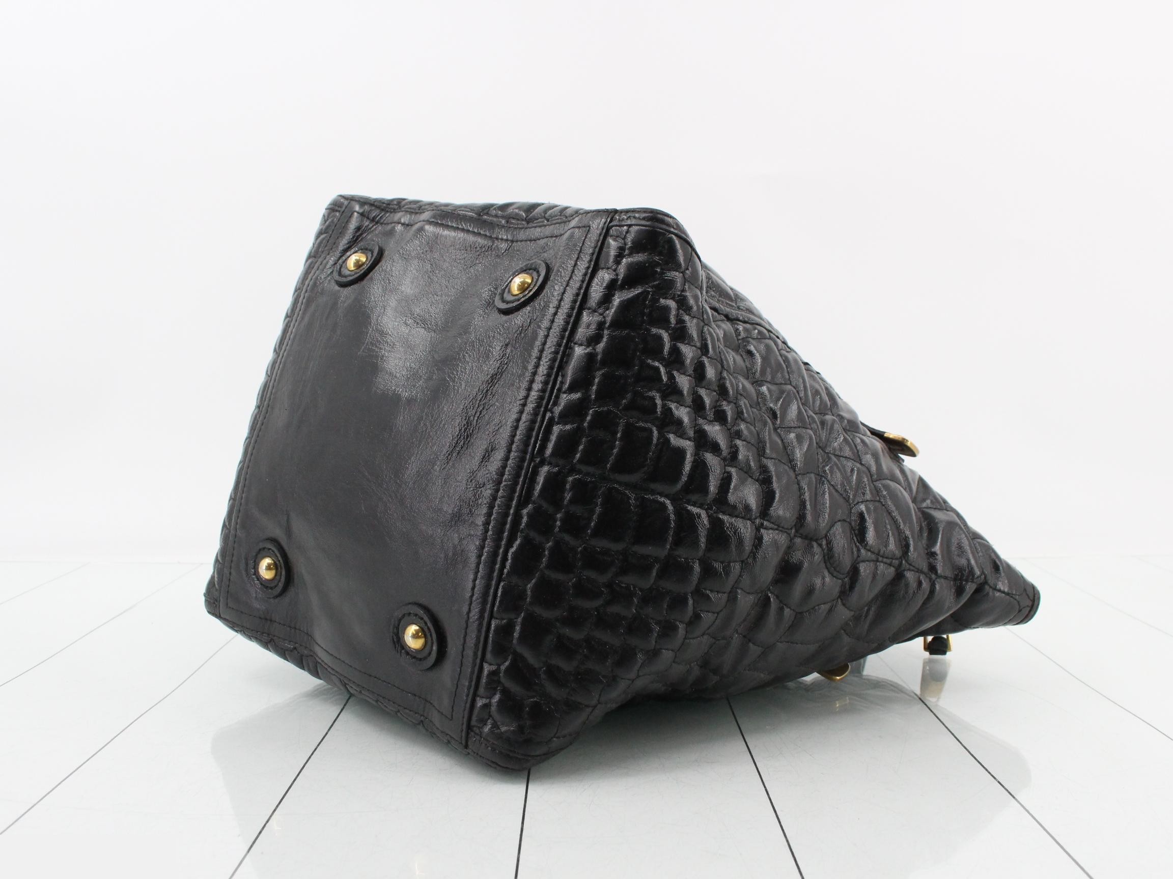 Downtown Crocodile Embossed Leather Clochette Tote Bag with Gold Hardware — view 6