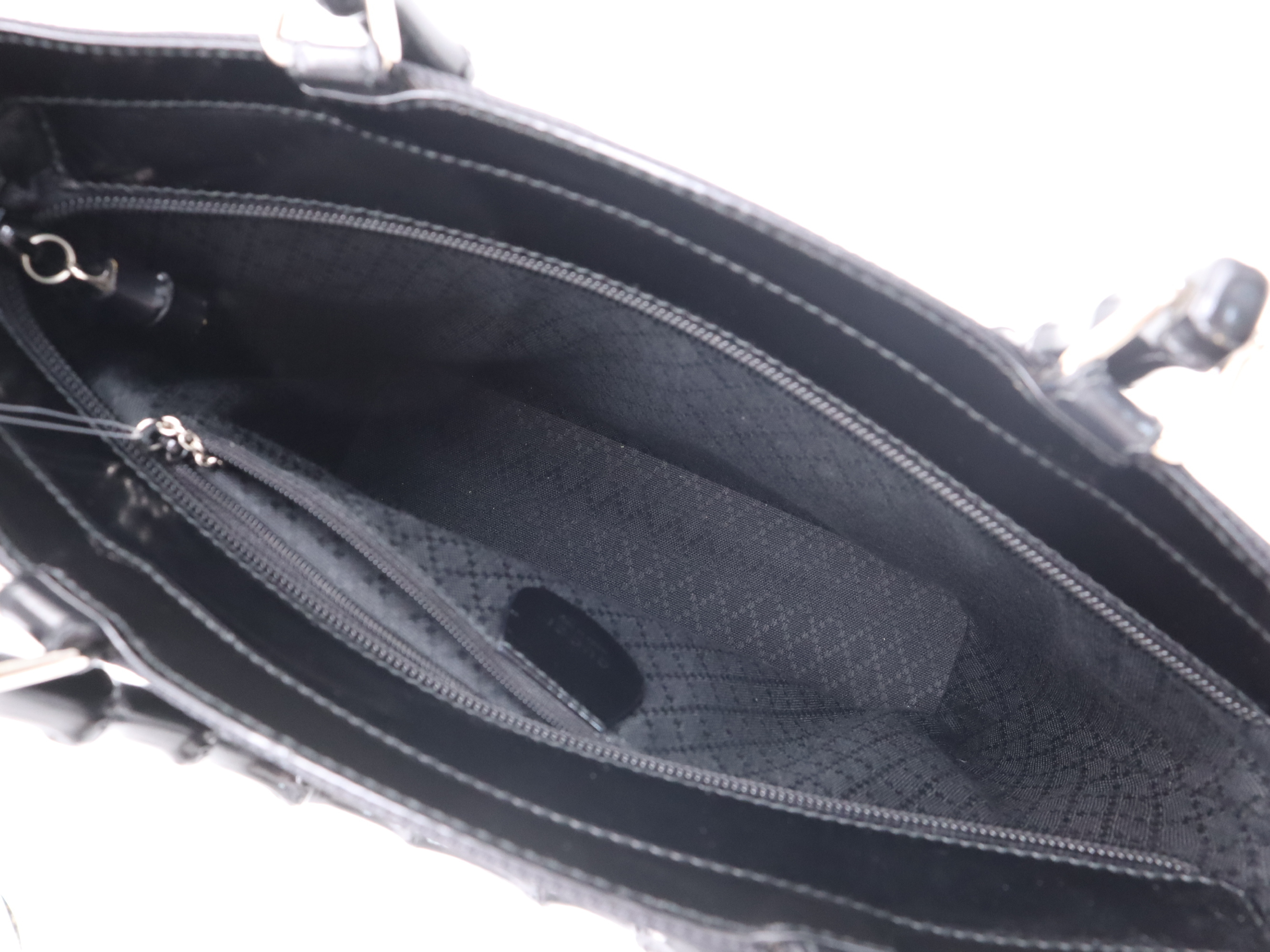 000-1998-0588 Bamboo Handbag, Black, Silver Hardware — view 11