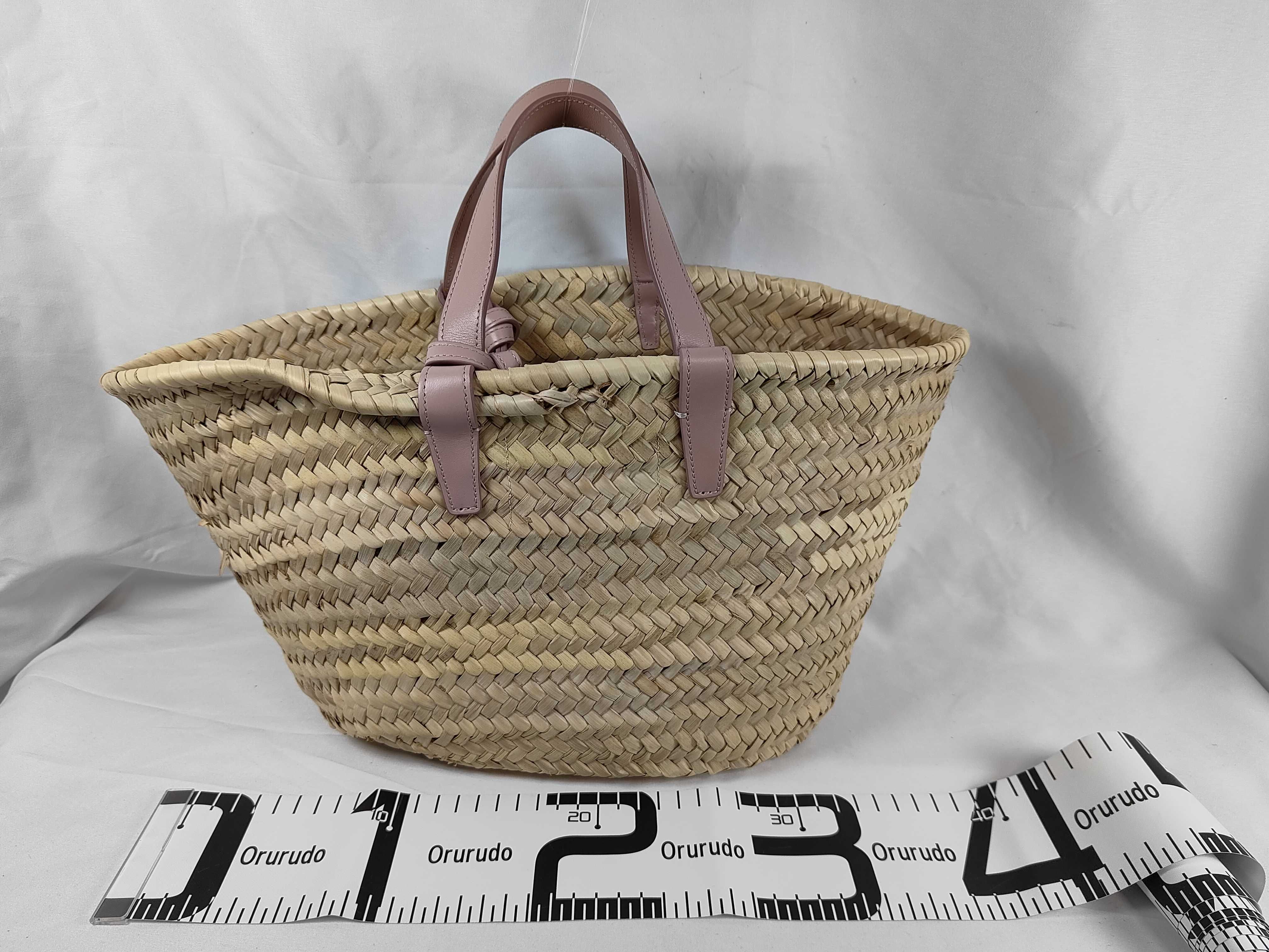 Triomphe Straw x Leather Basket Bag, Beige x Pink Handbag — view 2