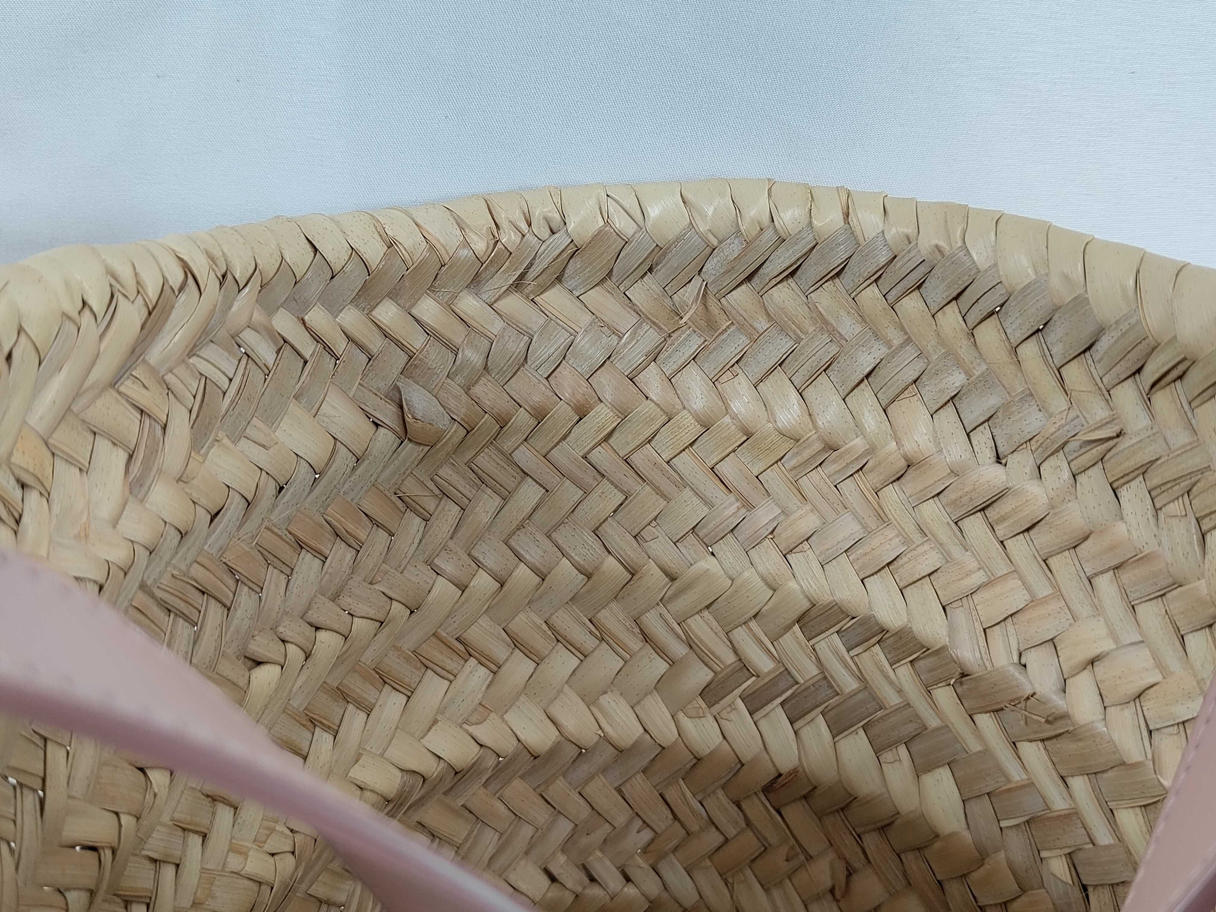Triomphe Straw x Leather Basket Bag, Beige x Pink Handbag — view 8