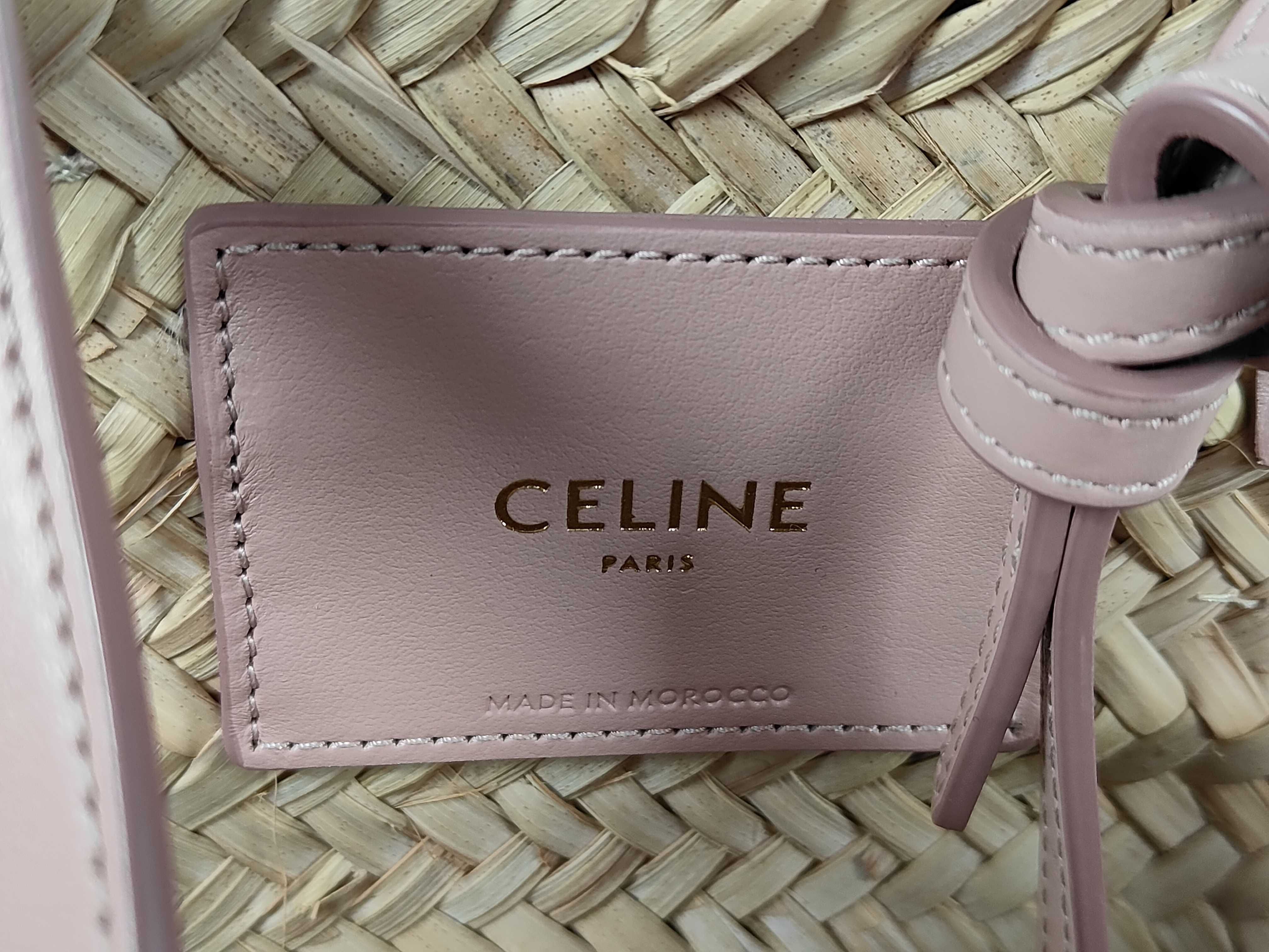 Triomphe Straw x Leather Basket Bag, Beige x Pink Handbag — view 10