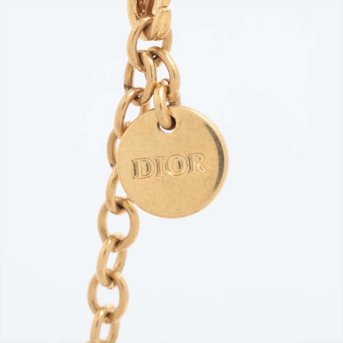 Petit CD necklace, gold plated with rhinestones. Shows signs of wear, — view 4