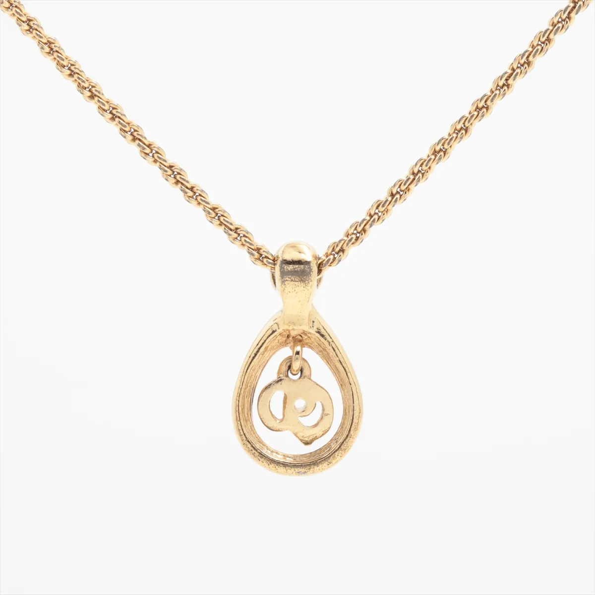 CD logo necklace, GP gold. Shows signs of wear, — view 2
