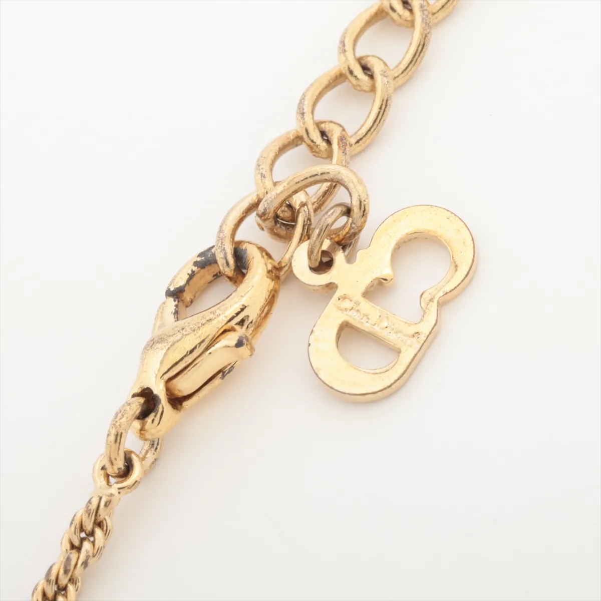 CD logo necklace, GP gold. Shows signs of wear, — view 4