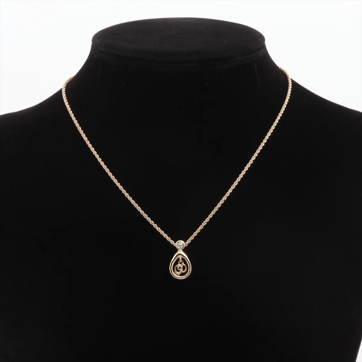 CD logo necklace, GP gold. Shows signs of wear, — view 5