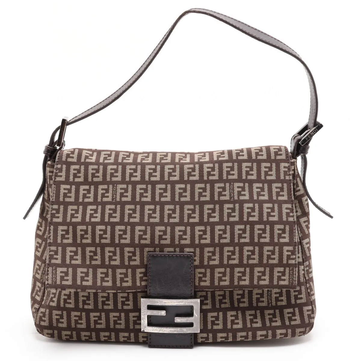 Zucchino Mamma Bucket 8BR001 Canvas x Leather Shoulder Bag Brown