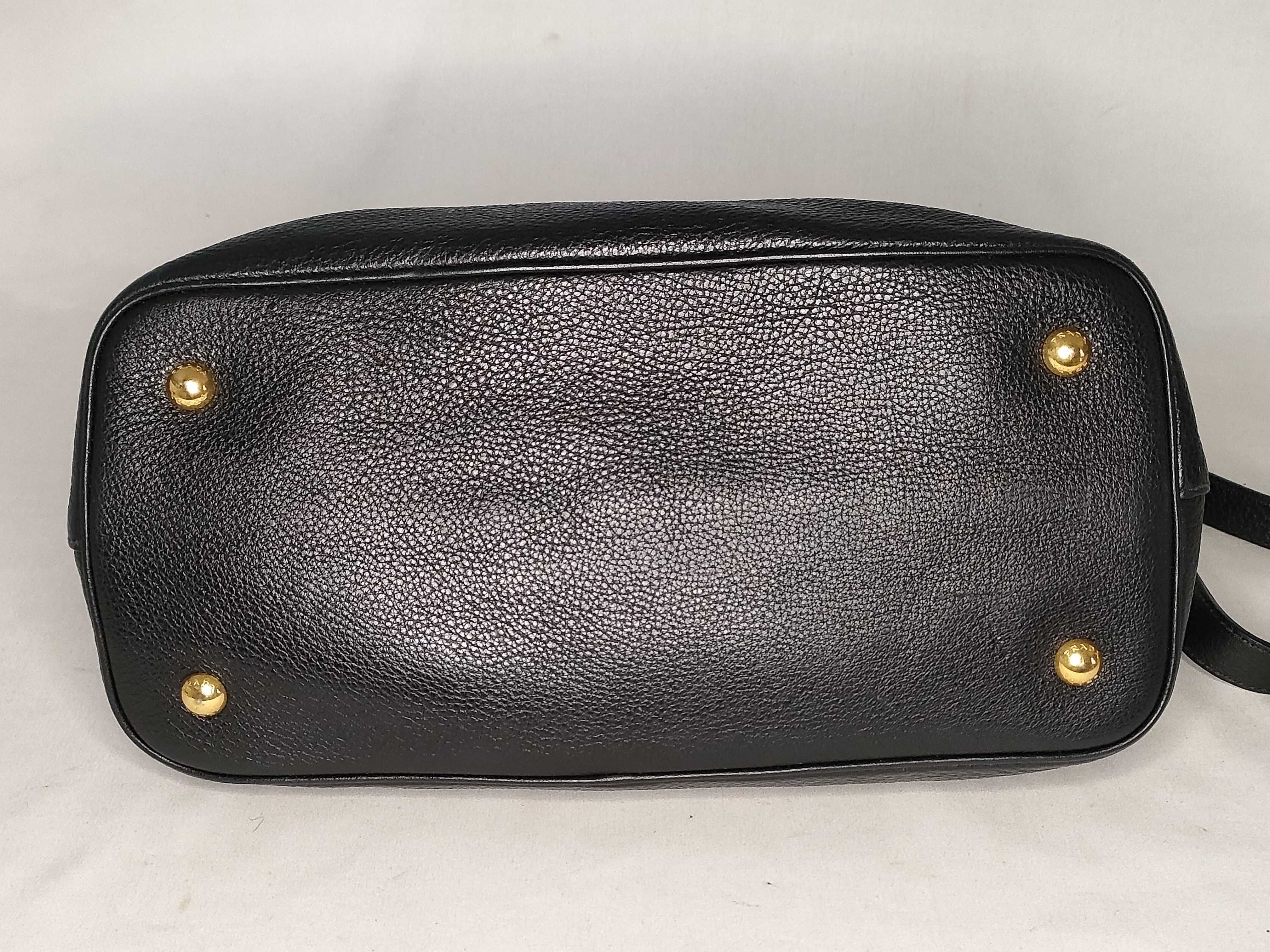 Vitello Phoenix Leather 2-Way Handbag, Black, 1BA058 (Handbag) — view 8