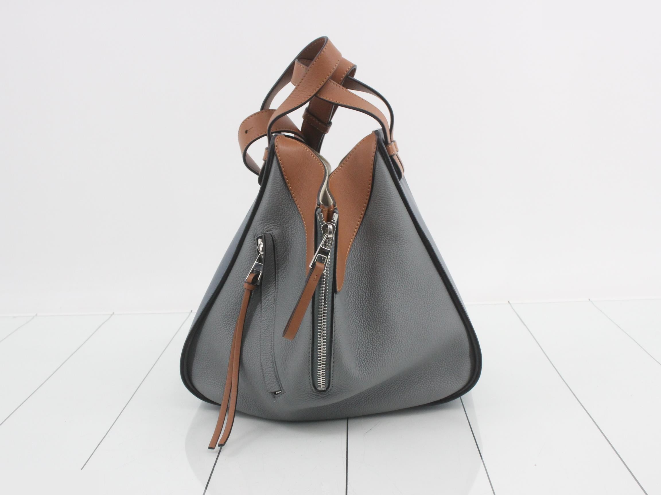 Hammock handbag, leather, gray — view 3