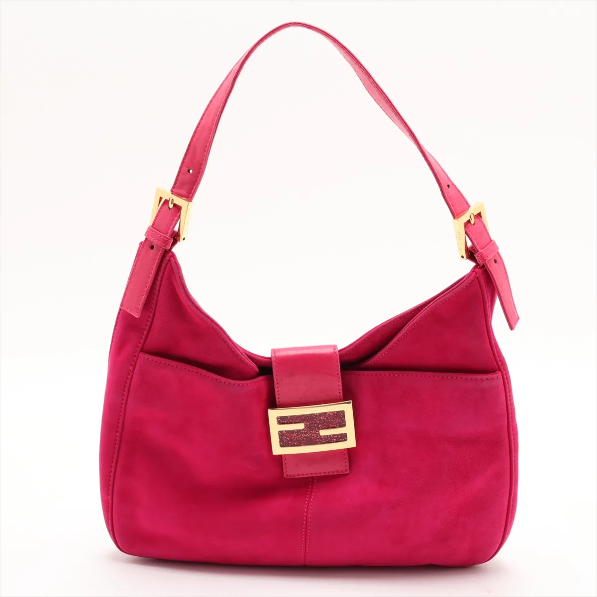 26569 Suede x Leather Shoulder Bag Pink