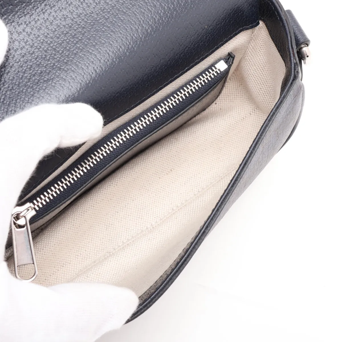 GG Supreme PVC x Leather Shoulder Bag, Navy, 795466 — view 6