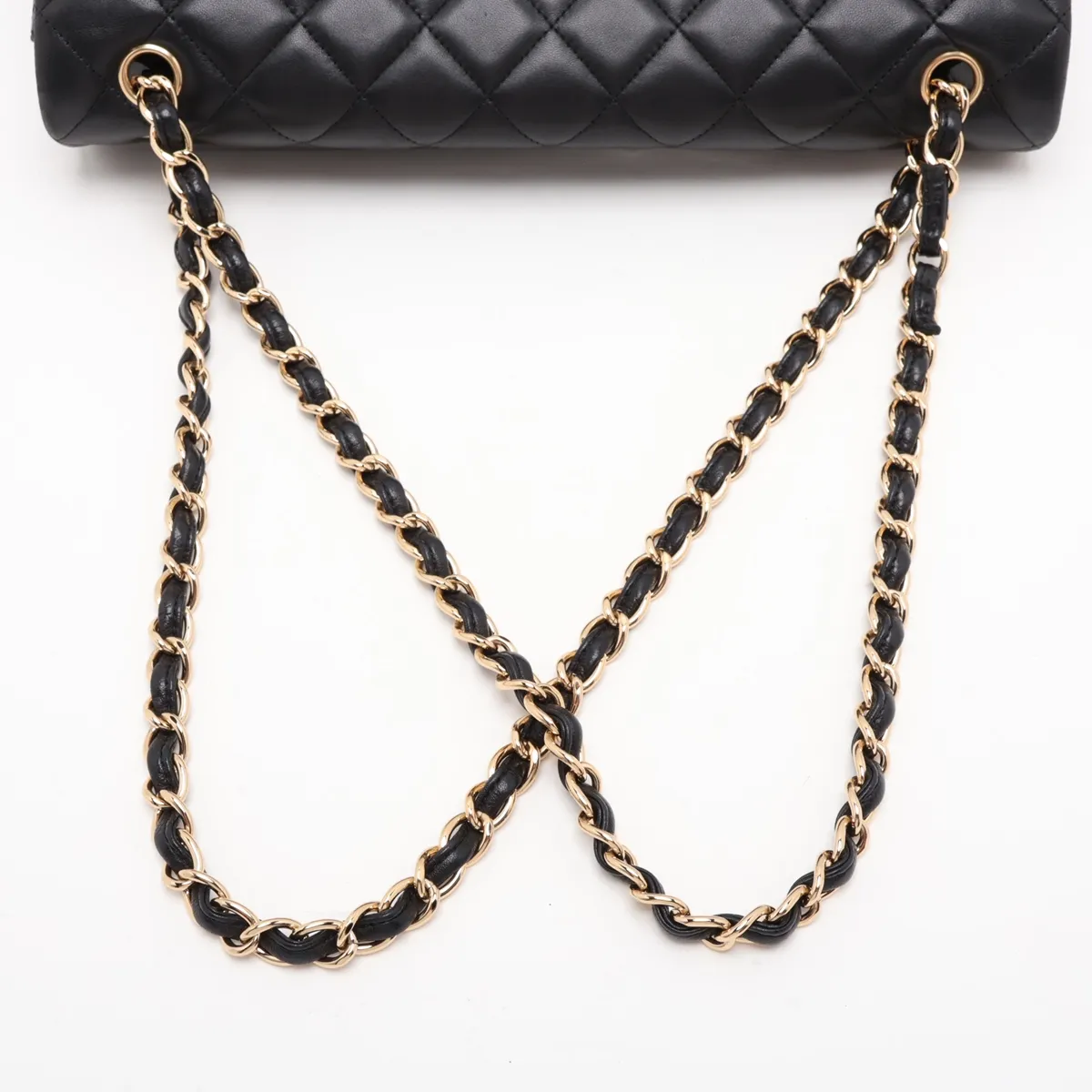 Large Matelassé 34 Maxi Lambskin Single Flap Double Chain Bag, Black with Gold Hardware, 13806100, Serial Number 13-series, A58601 — view 5