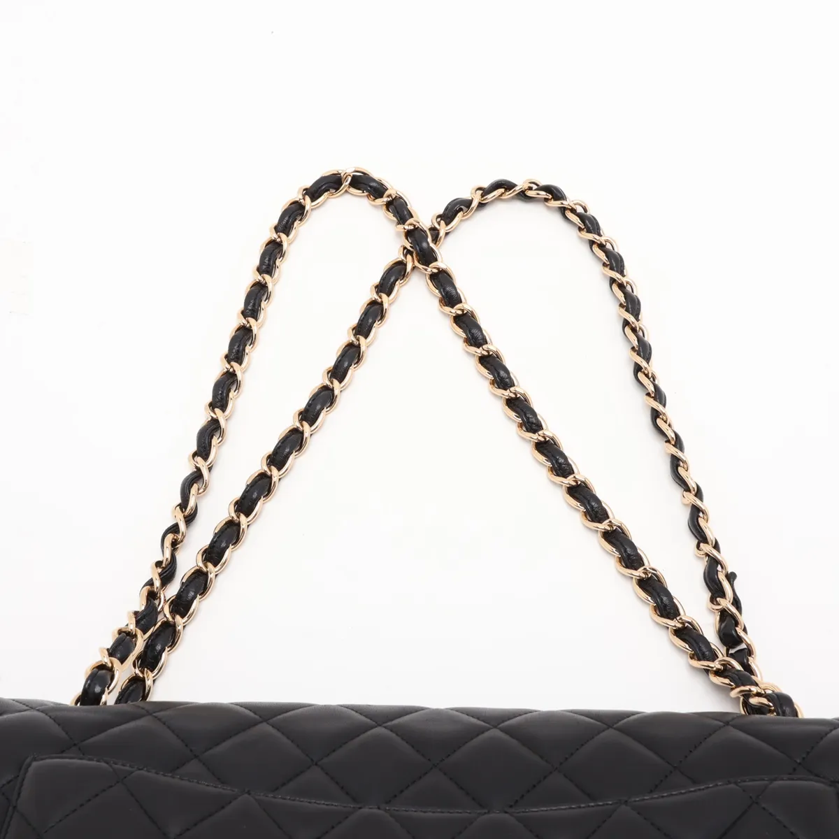 Large Matelassé 34 Maxi Lambskin Single Flap Double Chain Bag, Black with Gold Hardware, 13806100, Serial Number 13-series, A58601 — view 6