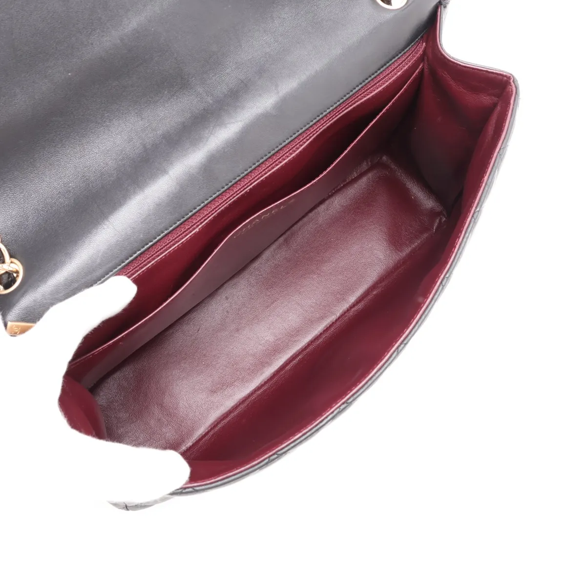 Large Matelassé 34 Maxi Lambskin Single Flap Double Chain Bag, Black with Gold Hardware, 13806100, Serial Number 13-series, A58601 — view 7