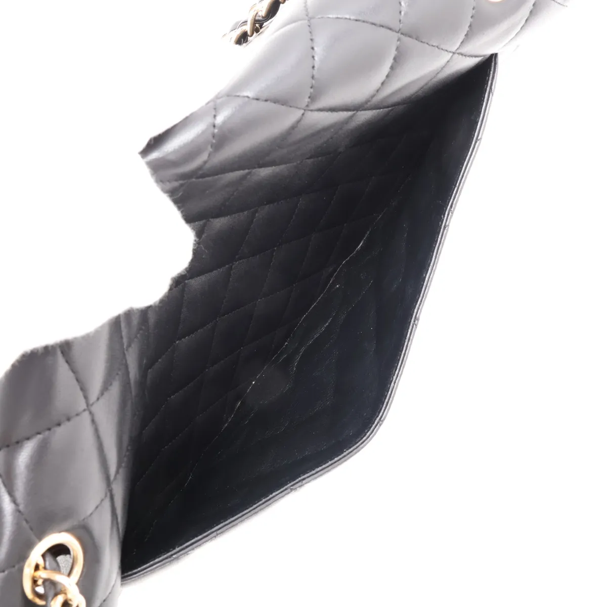 Large Matelassé 34 Maxi Lambskin Single Flap Double Chain Bag, Black with Gold Hardware, 13806100, Serial Number 13-series, A58601 — view 10