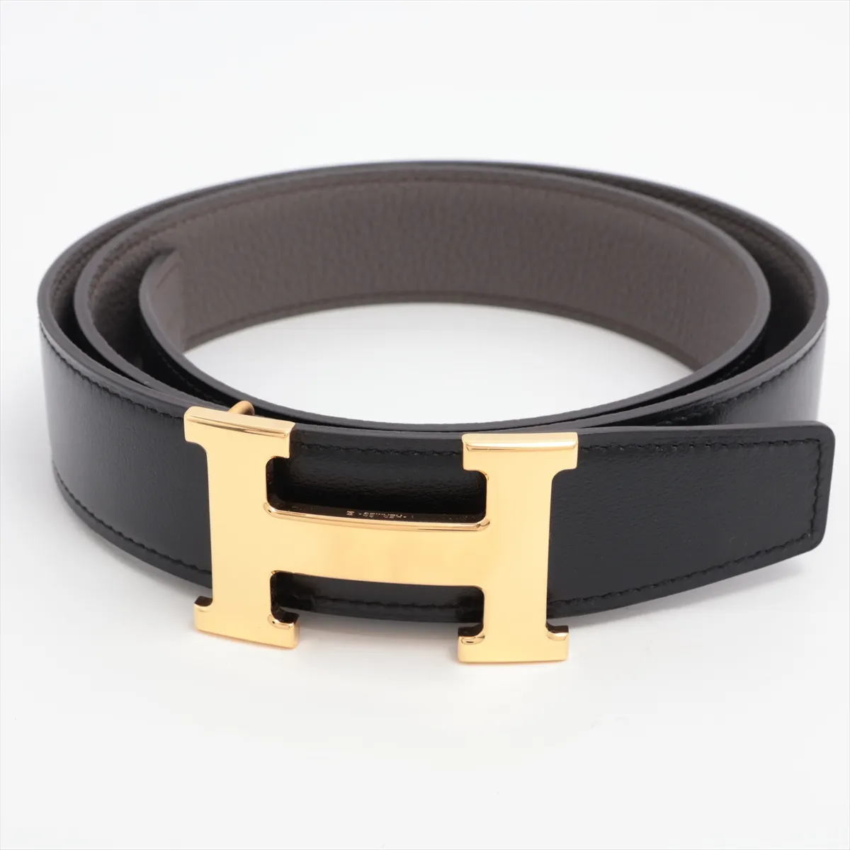 H-belt W:2024 Belt 85 GP x Leather Black x Gray Scratches