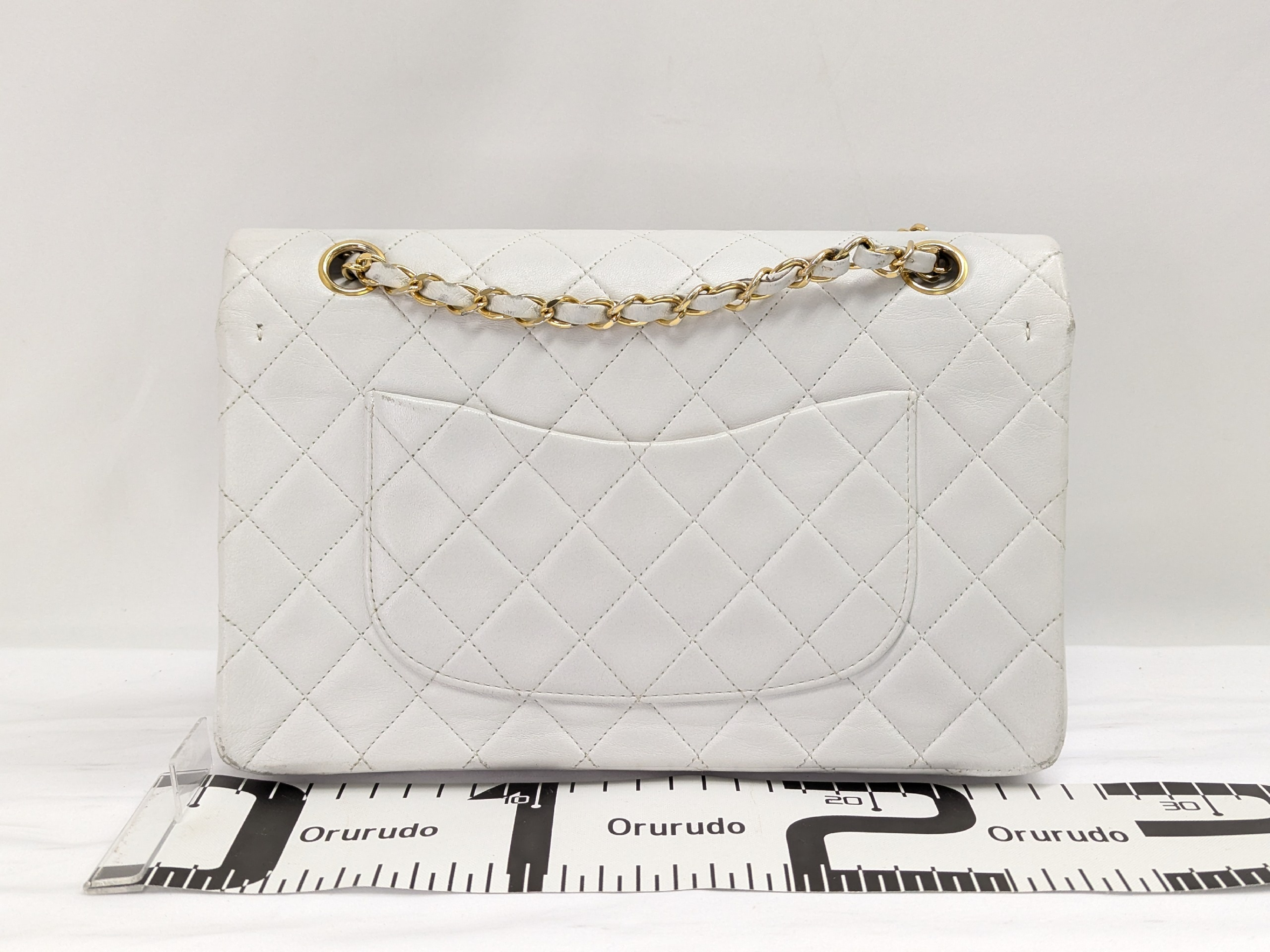 Lambskin Double Flap 25 White Shoulder Bag — view 2